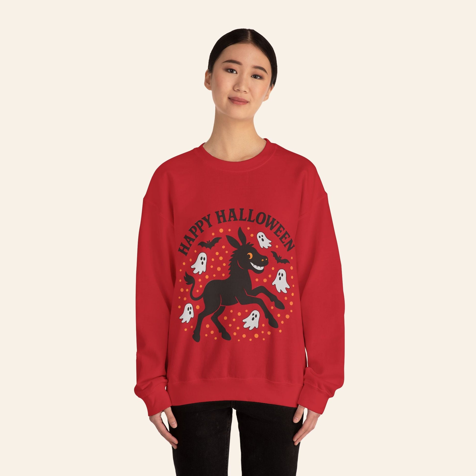 Sweatshirt Happy Halloween Donkey Sweatshirt – Spooky, Cozy, Fun