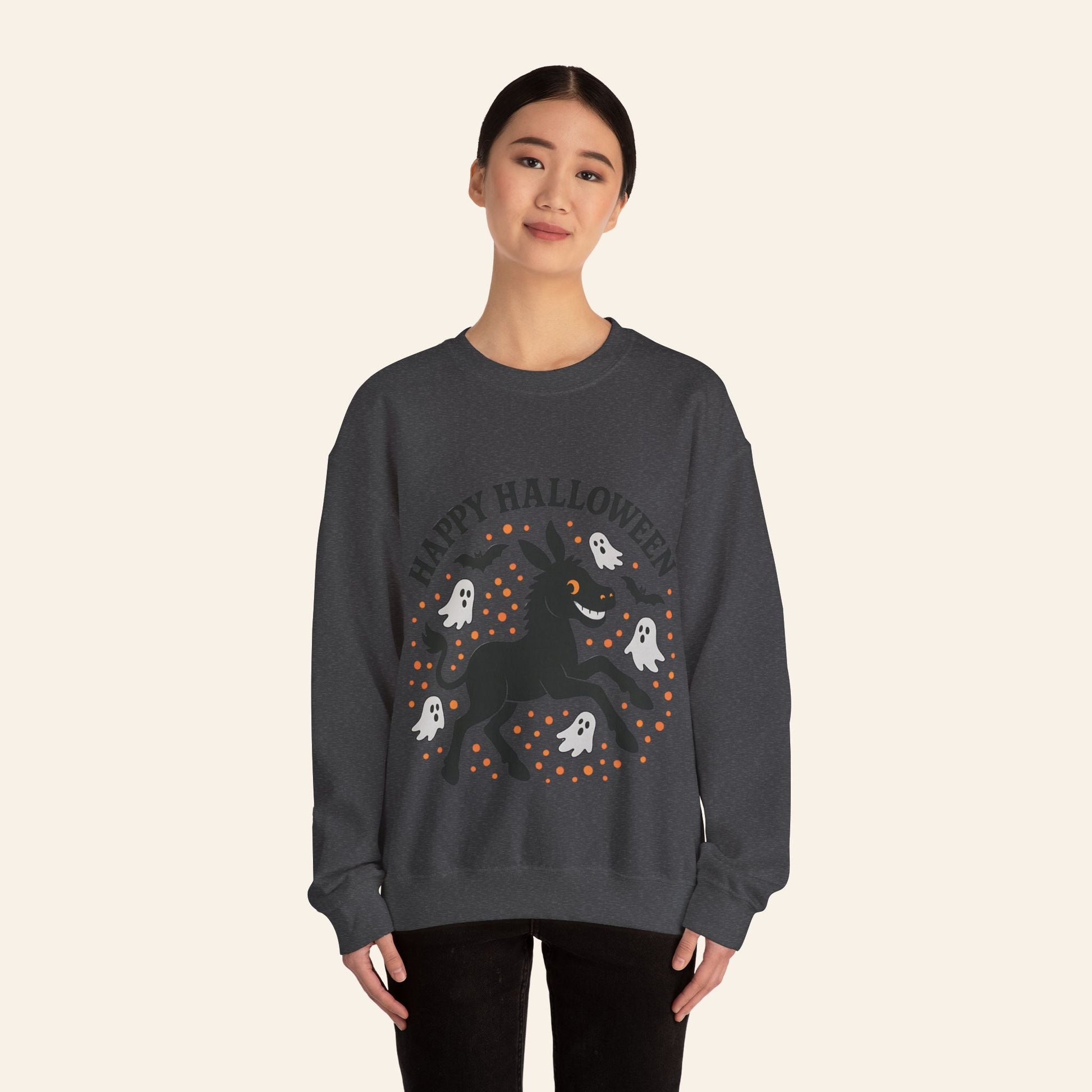 Sweatshirt Happy Halloween Donkey Sweatshirt – Spooky, Cozy, Fun