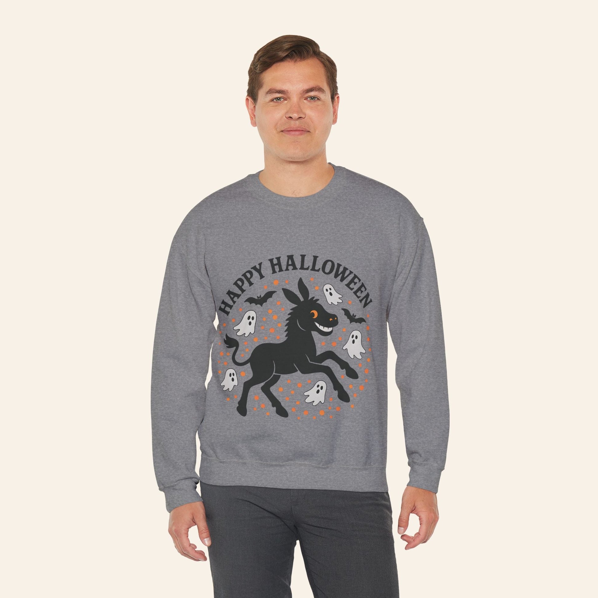 Sweatshirt Happy Halloween Donkey Sweatshirt – Spooky, Cozy, Fun