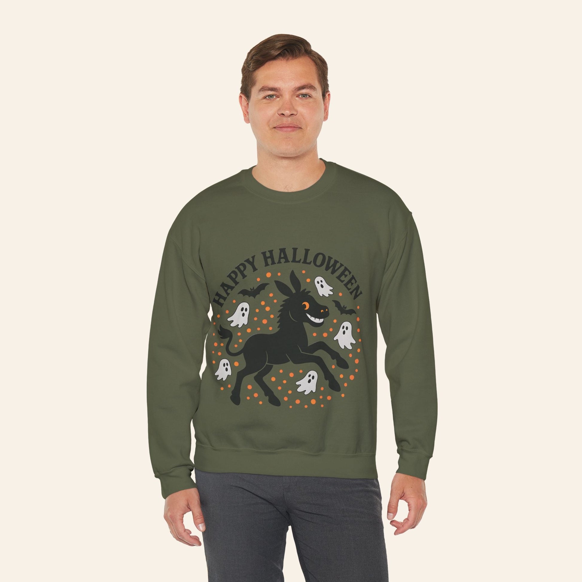 Sweatshirt Happy Halloween Donkey Sweatshirt – Spooky, Cozy, Fun