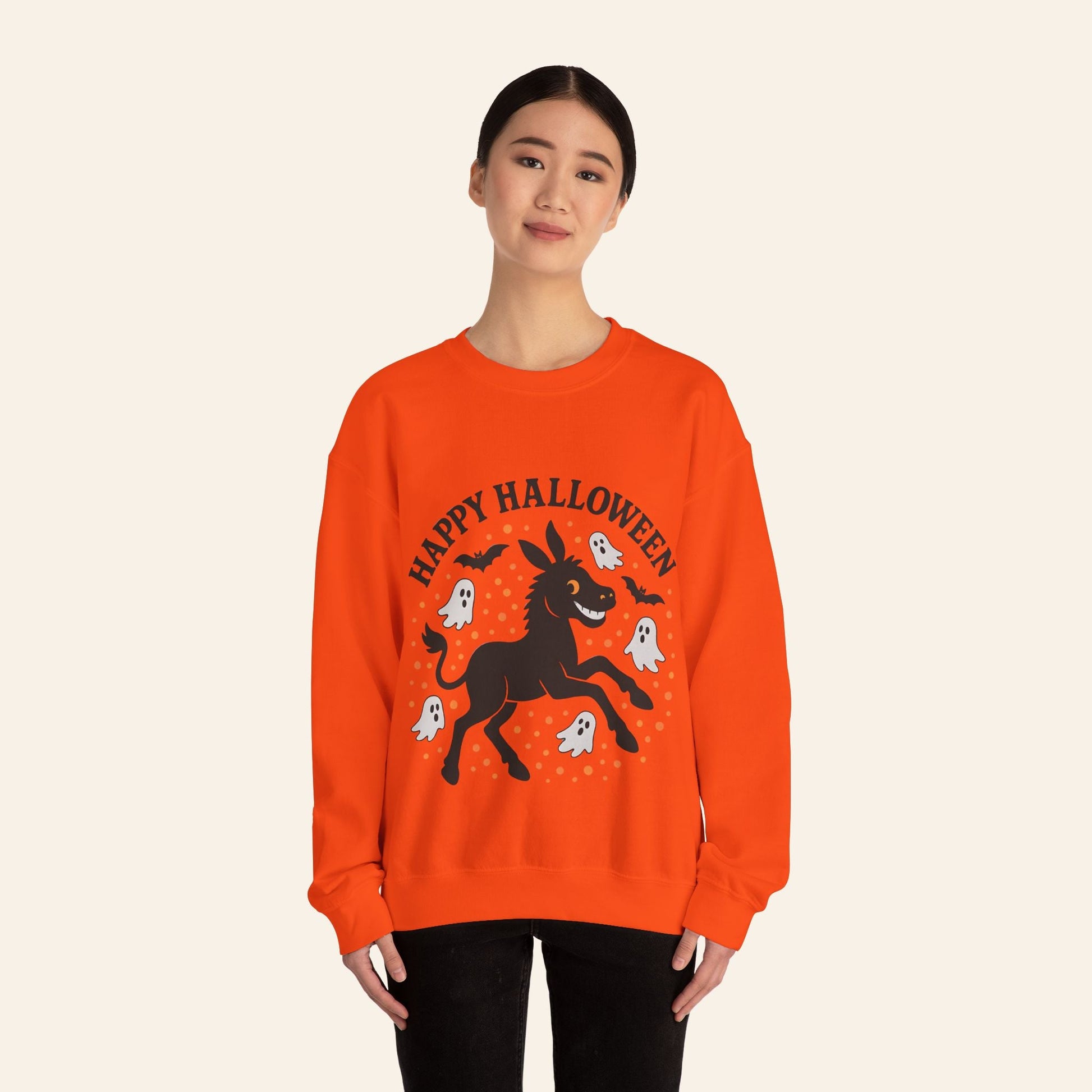 Sweatshirt Happy Halloween Donkey Sweatshirt – Spooky, Cozy, Fun