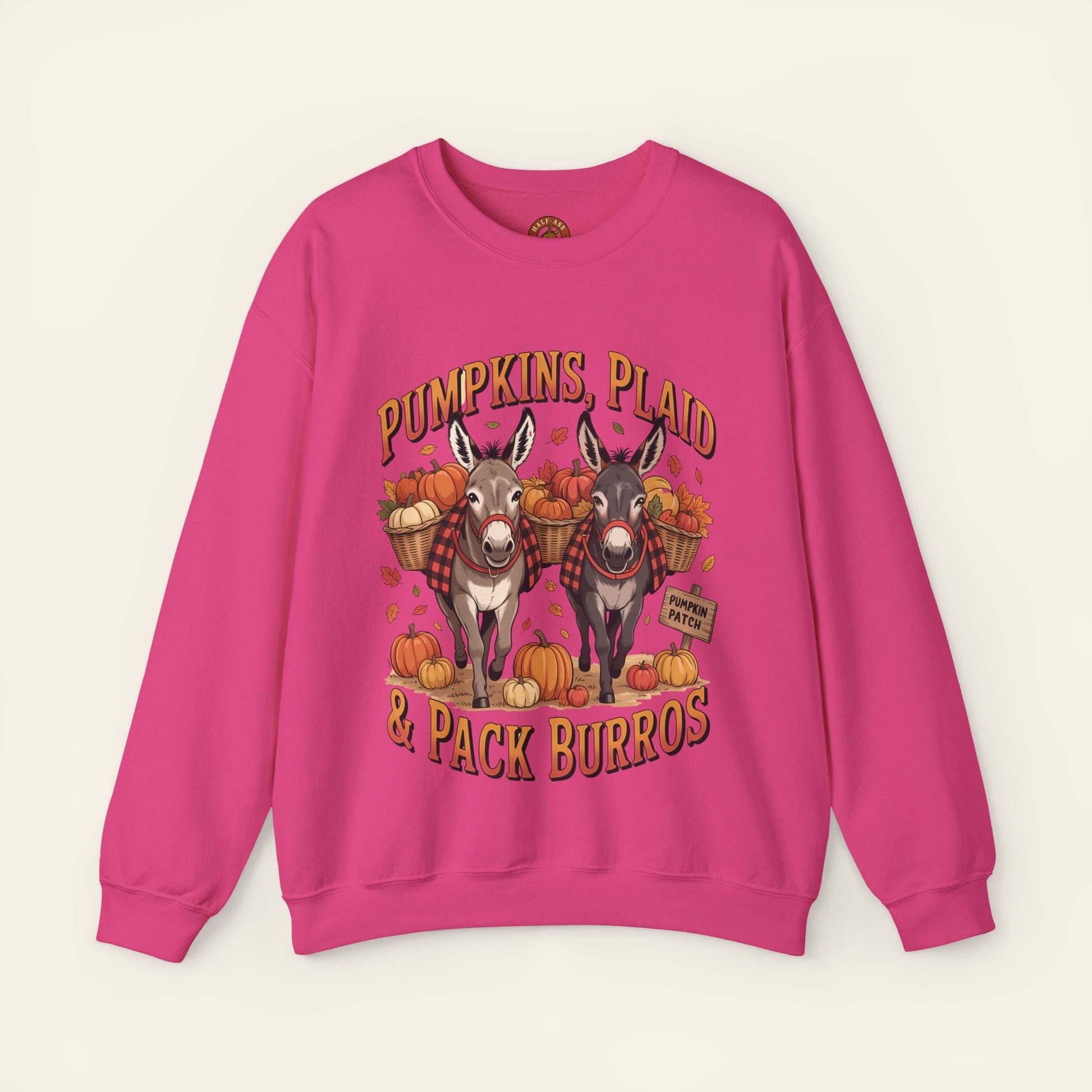 Sweatshirt Pumpkins, Plaid & Pack Burros Cozy Fall Sweatshirt S / Heliconia