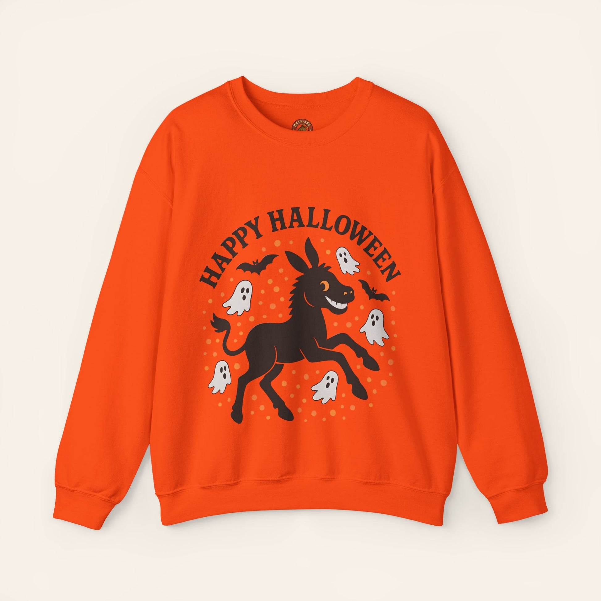 Sweatshirt Happy Halloween Donkey Sweatshirt – Spooky, Cozy, Fun S / Orange