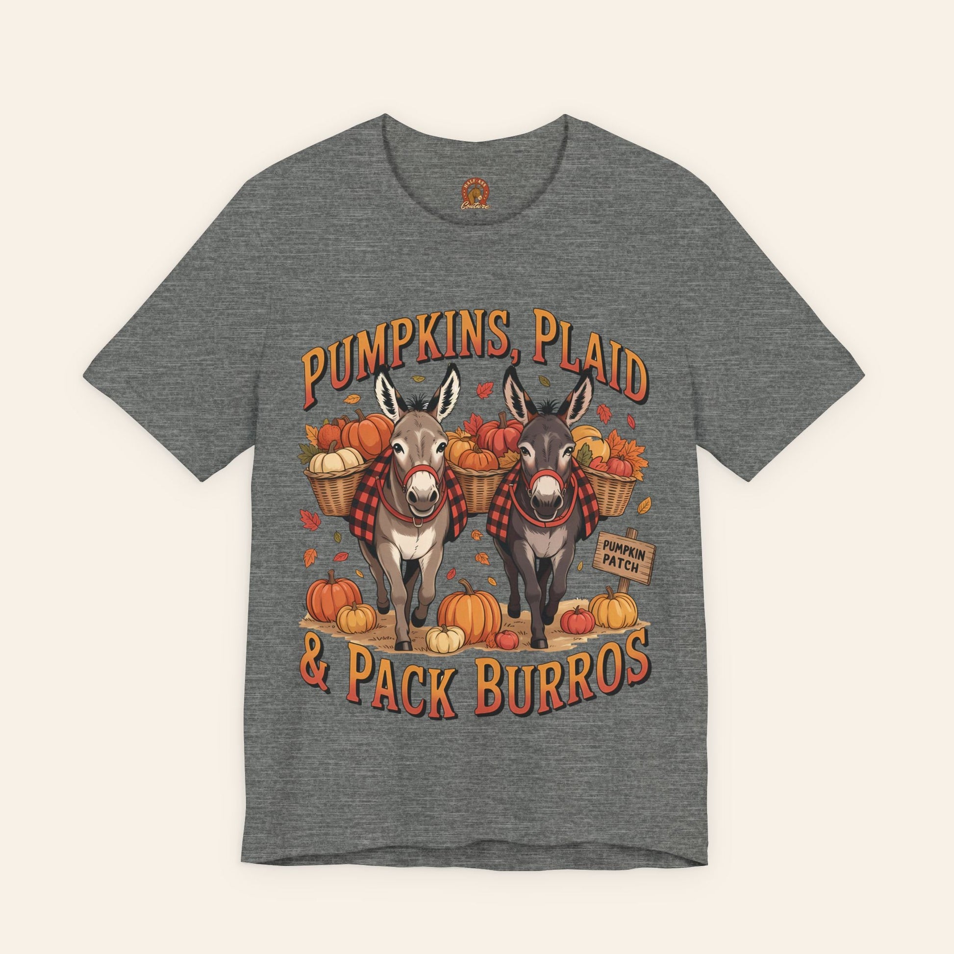 T-Shirt Pumpkins, Plaid & Pack Burros Unisex T-Shirt Deep Heather / S
