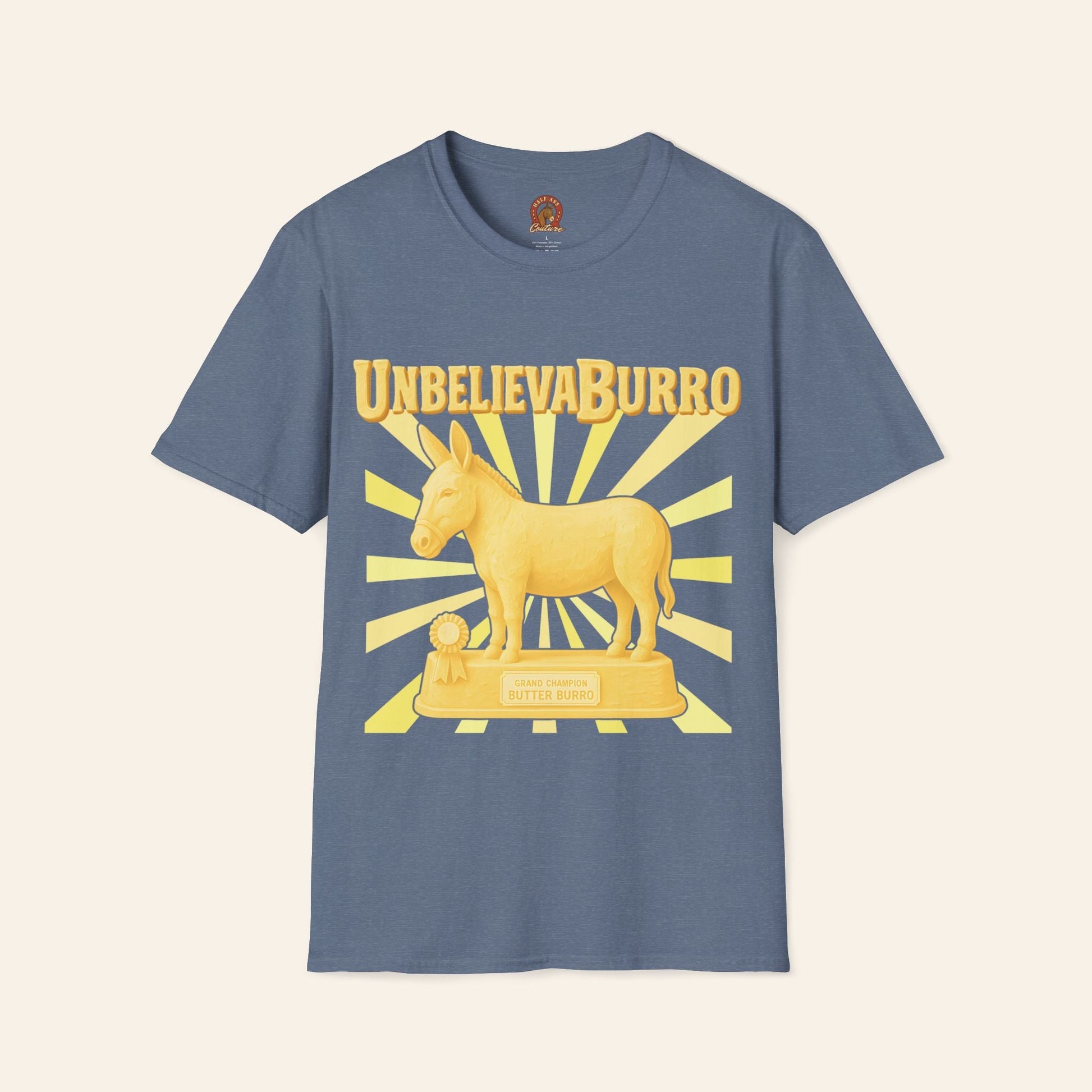 T-Shirt UnbelievaBurro T-Shirt – County Fair Butter Donkey Tee for Animal Lovers Heather Indigo / S