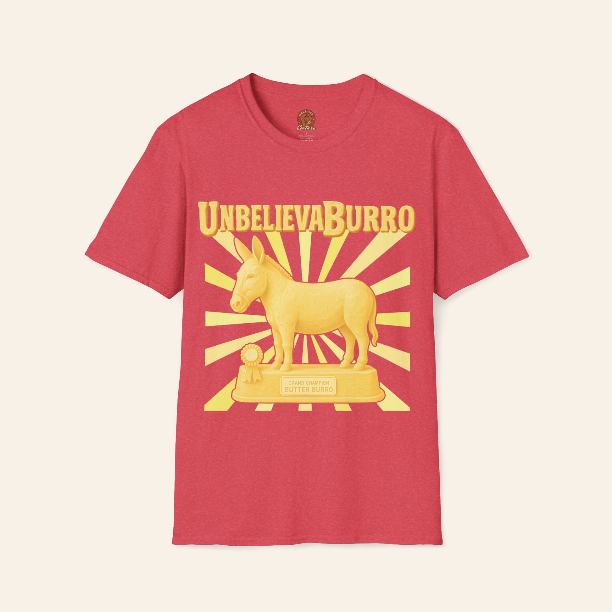 T-Shirt UnbelievaBurro T-Shirt – County Fair Butter Donkey Tee for Animal Lovers Heather Red / S