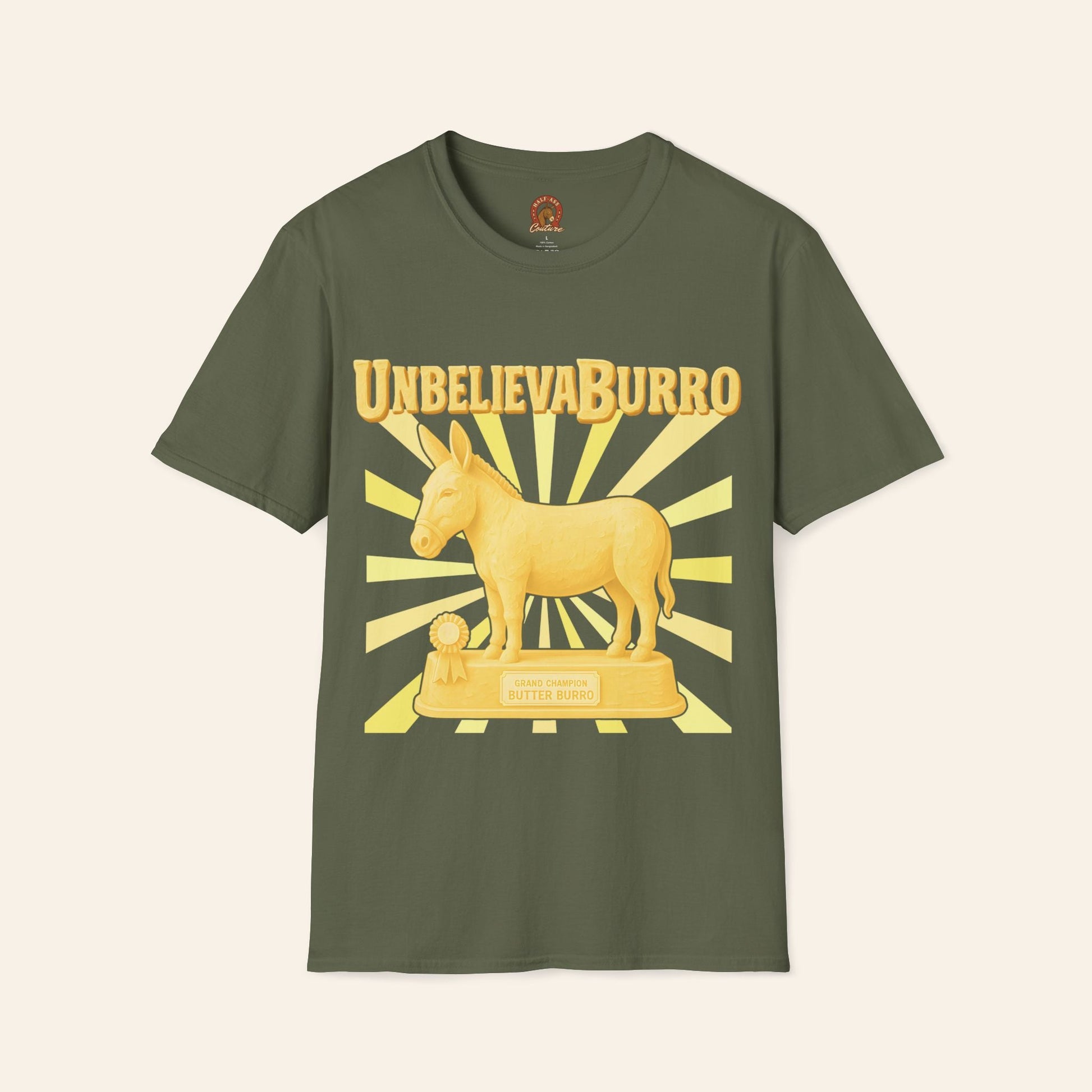 T-Shirt UnbelievaBurro T-Shirt – County Fair Butter Donkey Tee for Animal Lovers Military Green / S
