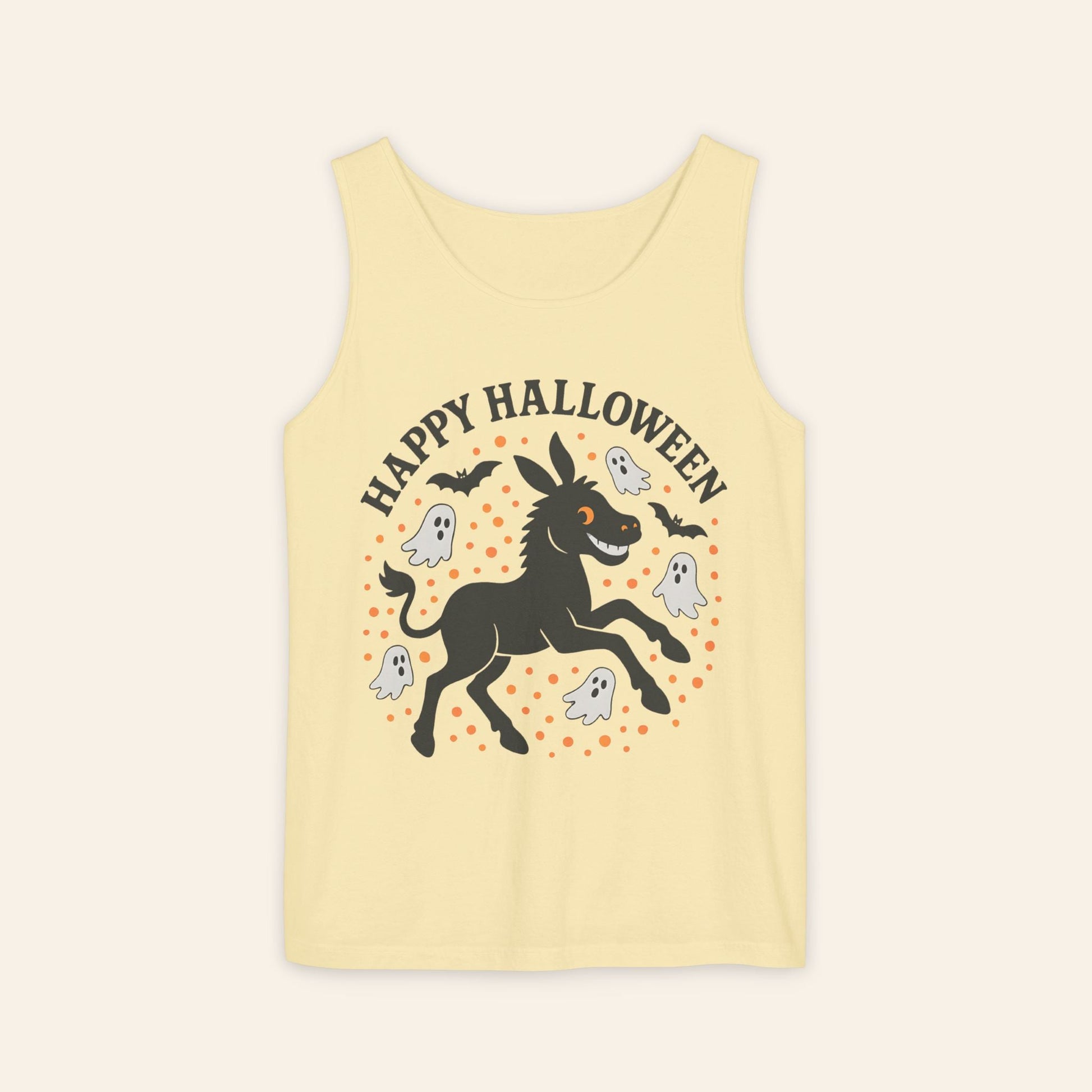 Tank Top Happy Halloween Spooky Donkey Tank Top Butter / S