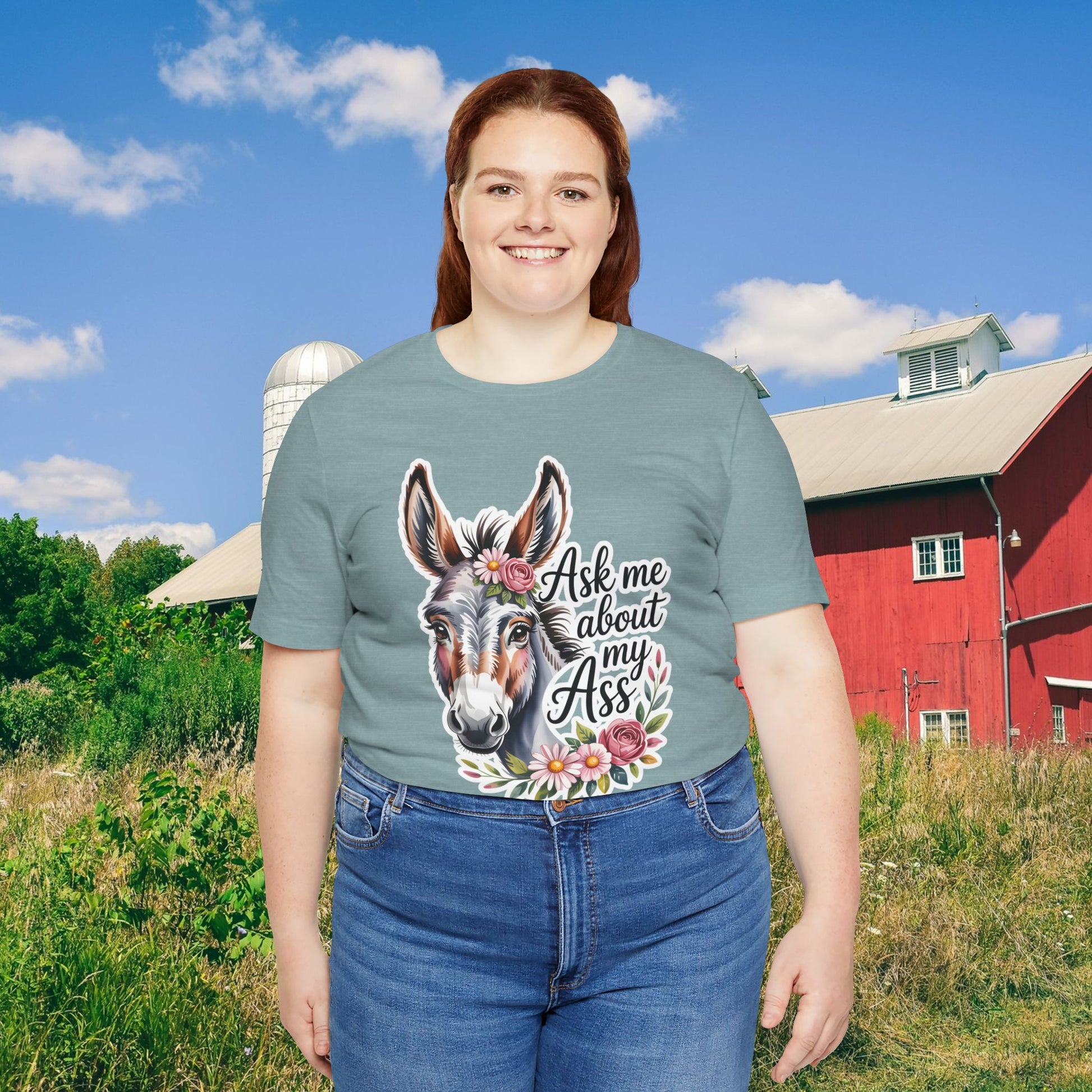 Ask Me About My Ass Floral Unisex Jersey Short Sleeve Tee
