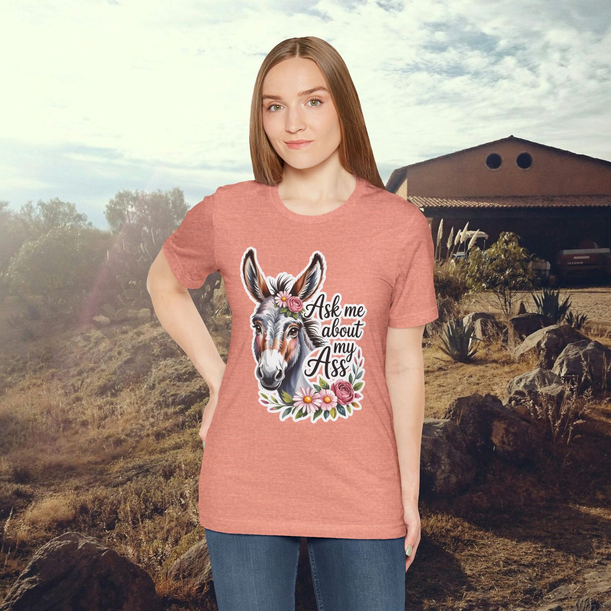 Ask Me About My Ass Floral Unisex Jersey Short Sleeve Tee