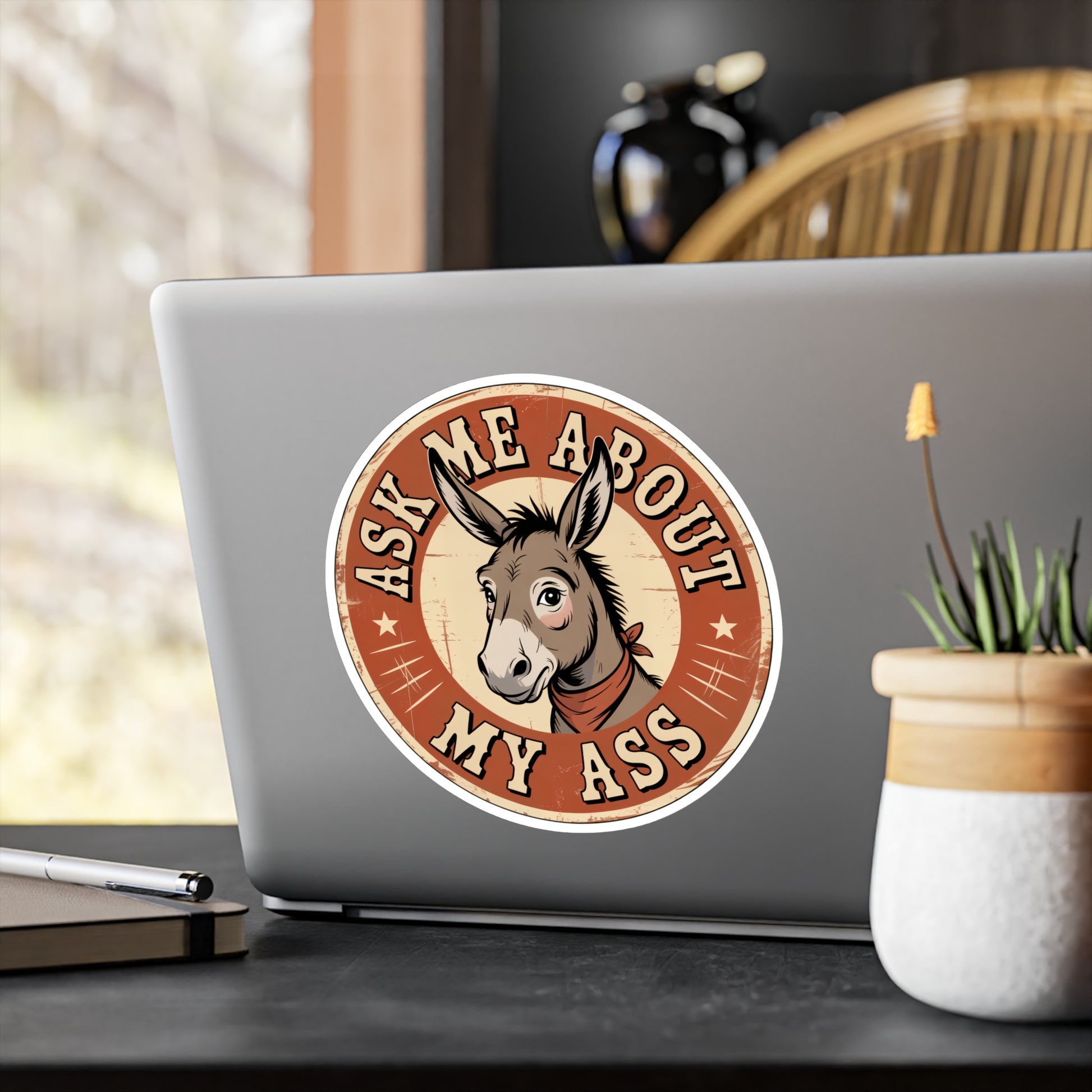 8" x 10" Kiss-Cut Satin | Ask Me About My Ass – Vintage Donkey & Mule Kiss-Cut Sticker | Stickers