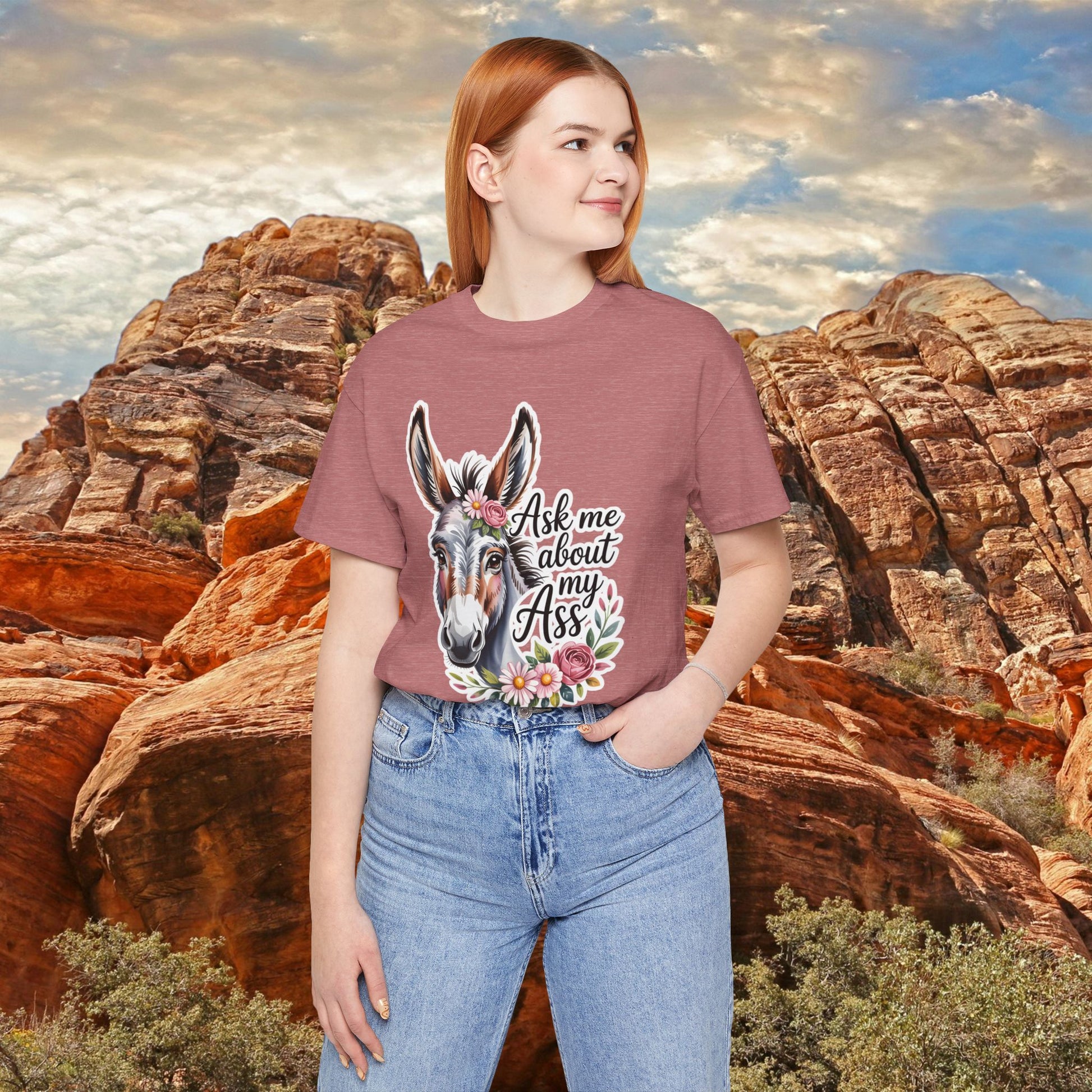 Ask Me About My Ass Floral Unisex Jersey Short Sleeve Tee