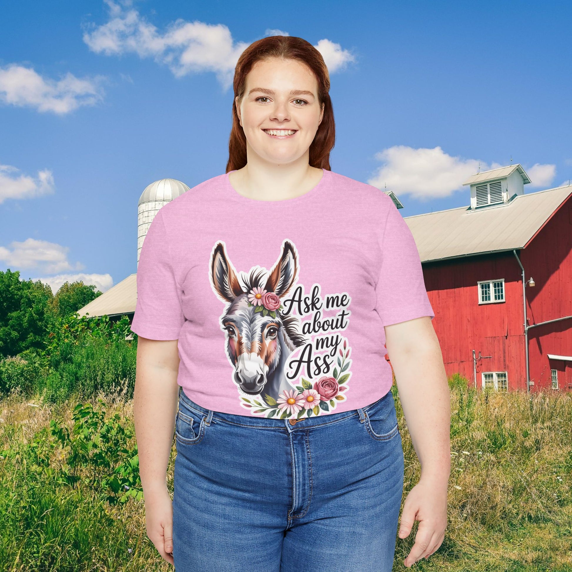 Ask Me About My Ass Floral Unisex Jersey Short Sleeve Tee