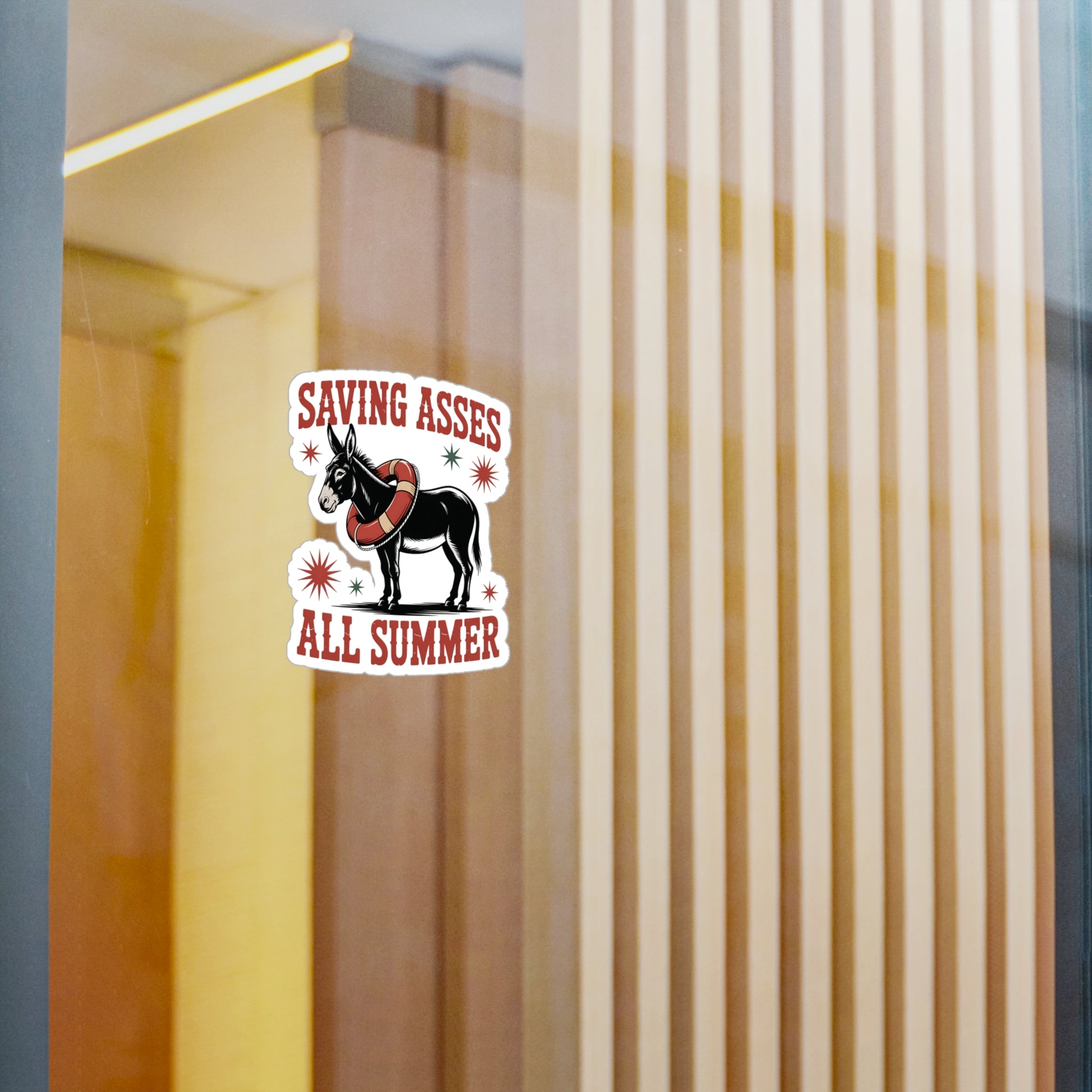 8" x 10" Kiss-Cut Satin | Saving Asses All Summer – Americana Donkey Rescue Sticker | Stickers