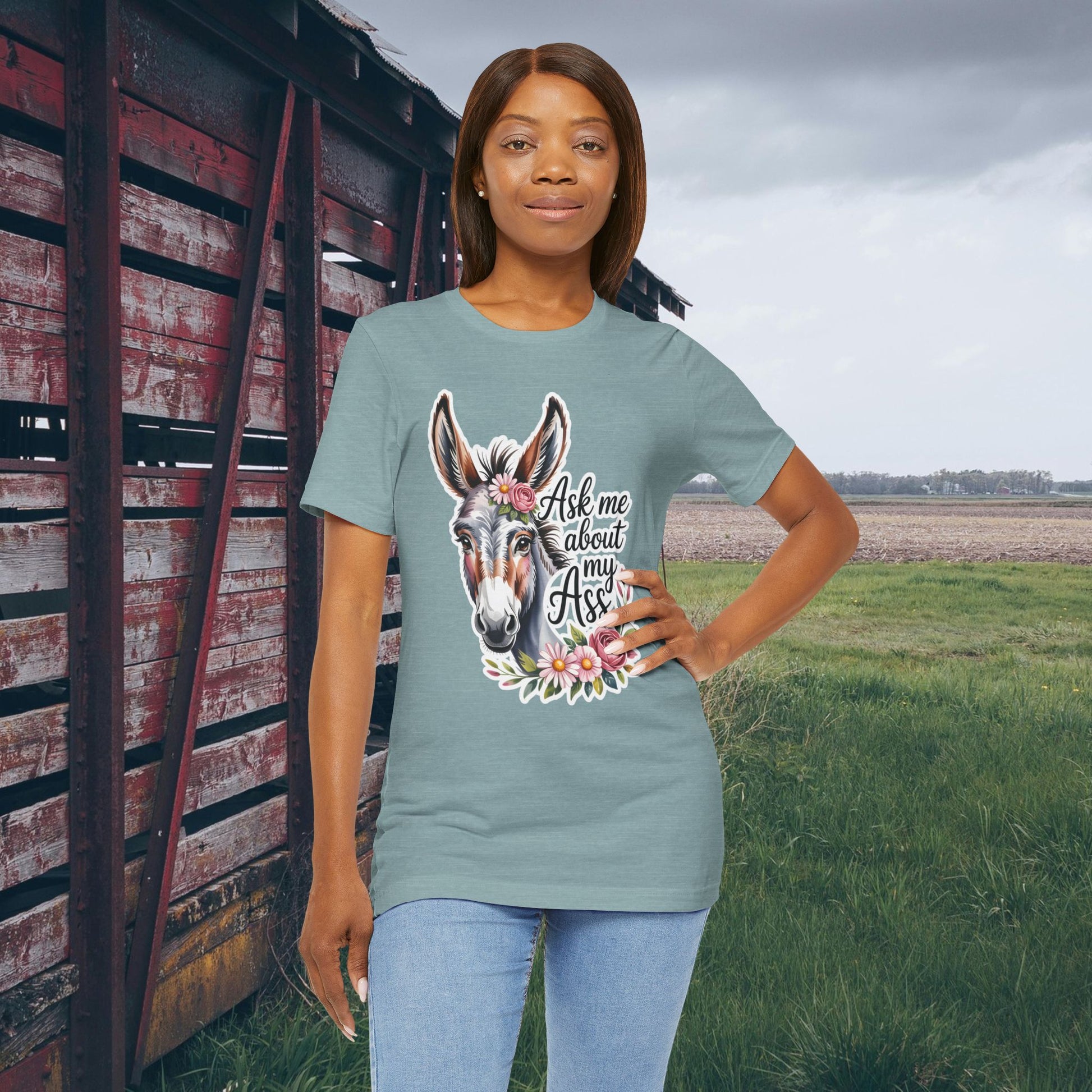 Ask Me About My Ass Floral Unisex Jersey Short Sleeve Tee
