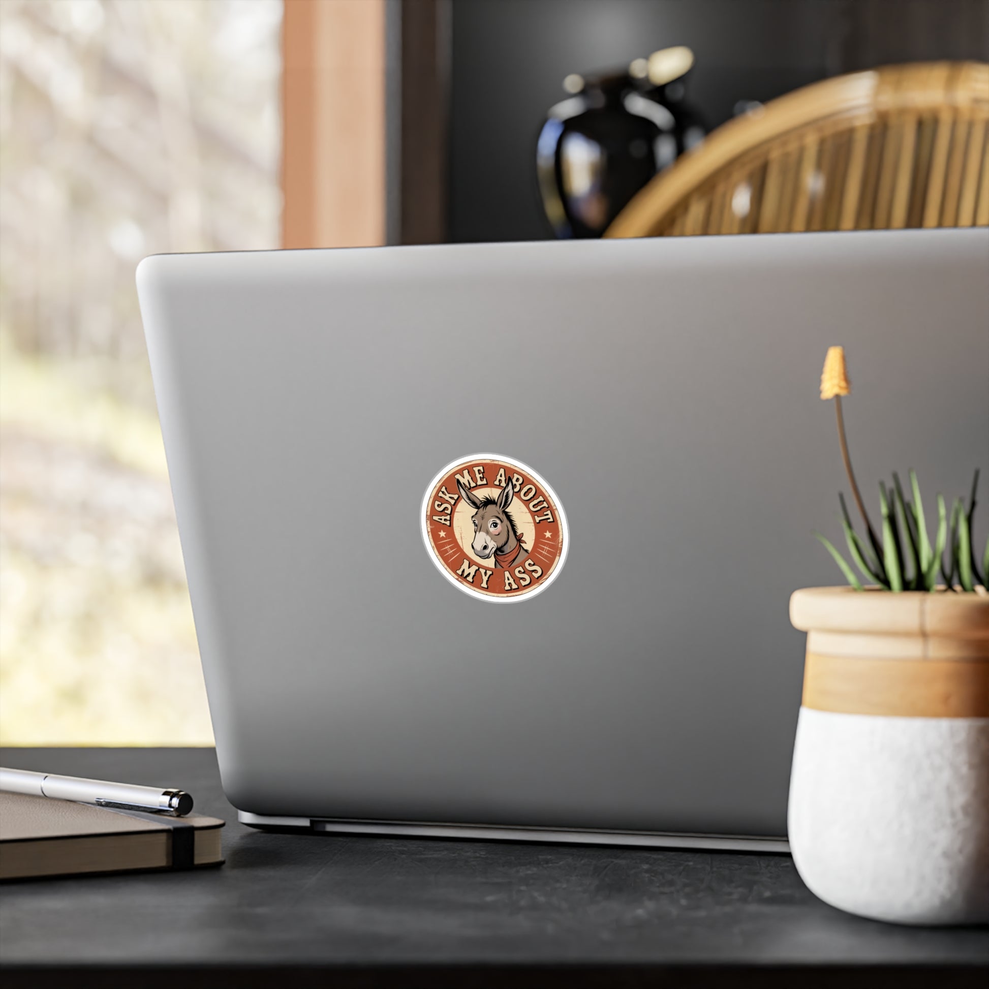 3" x 4" Kiss-Cut Satin | Ask Me About My Ass – Vintage Donkey & Mule Kiss-Cut Sticker | Stickers