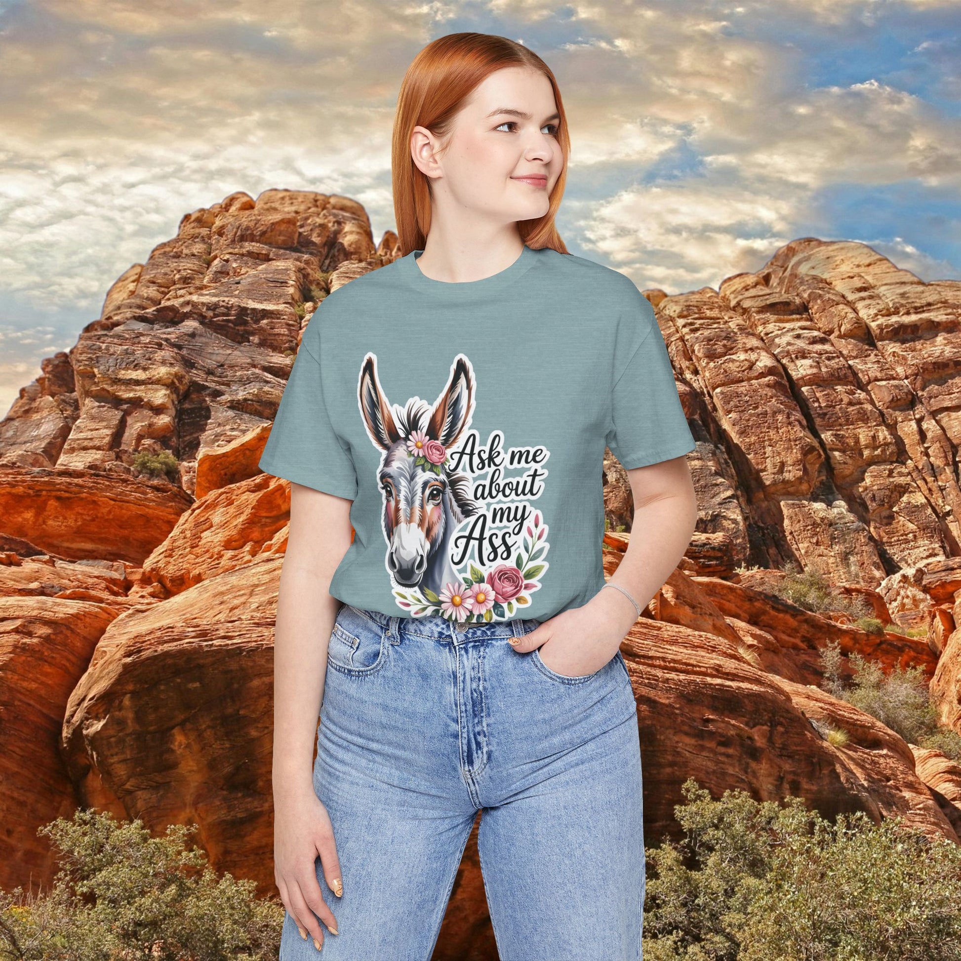 Ask Me About My Ass Floral Unisex Jersey Short Sleeve Tee