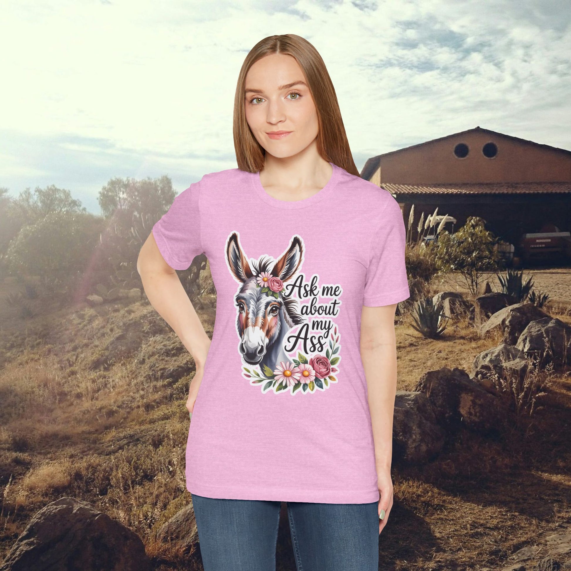 Ask Me About My Ass Floral Unisex Jersey Short Sleeve Tee