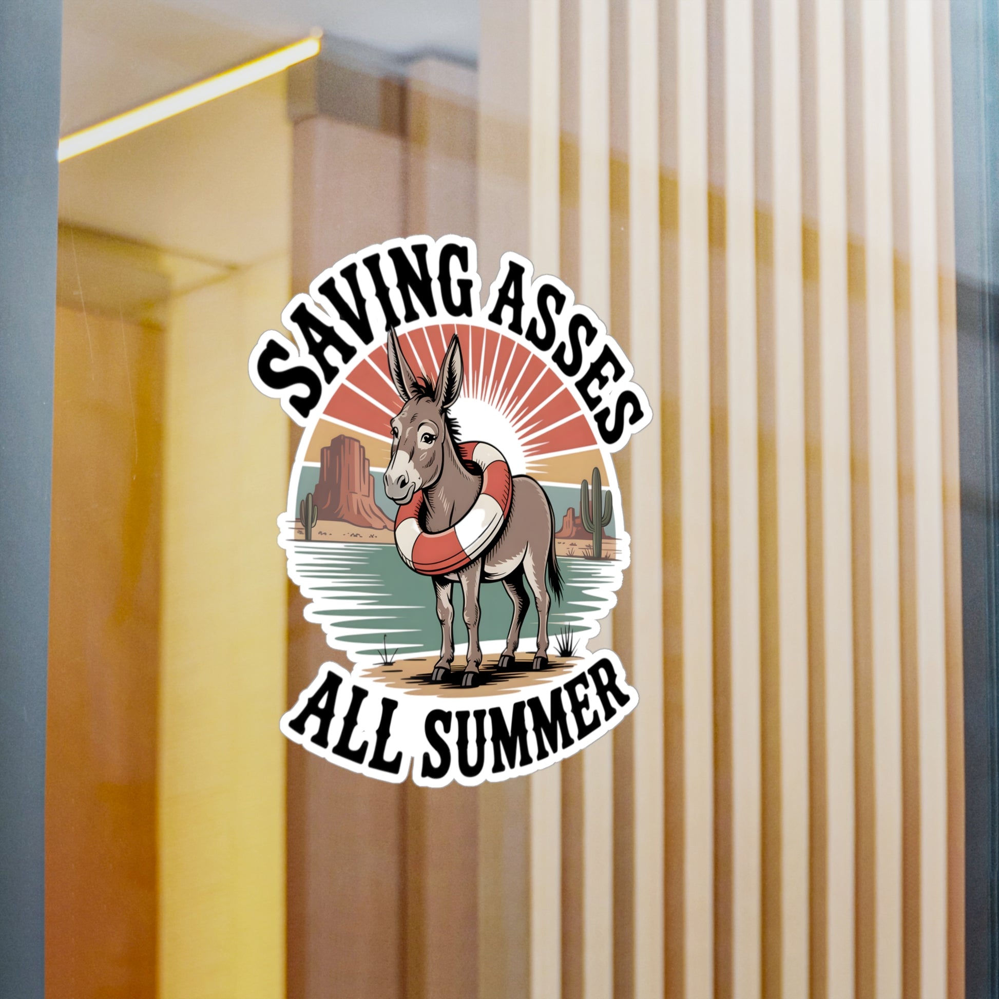 8" x 10" Kiss-Cut Satin | Saving Asses All Summer – Desert Donkey Rescue Sticker | Stickers