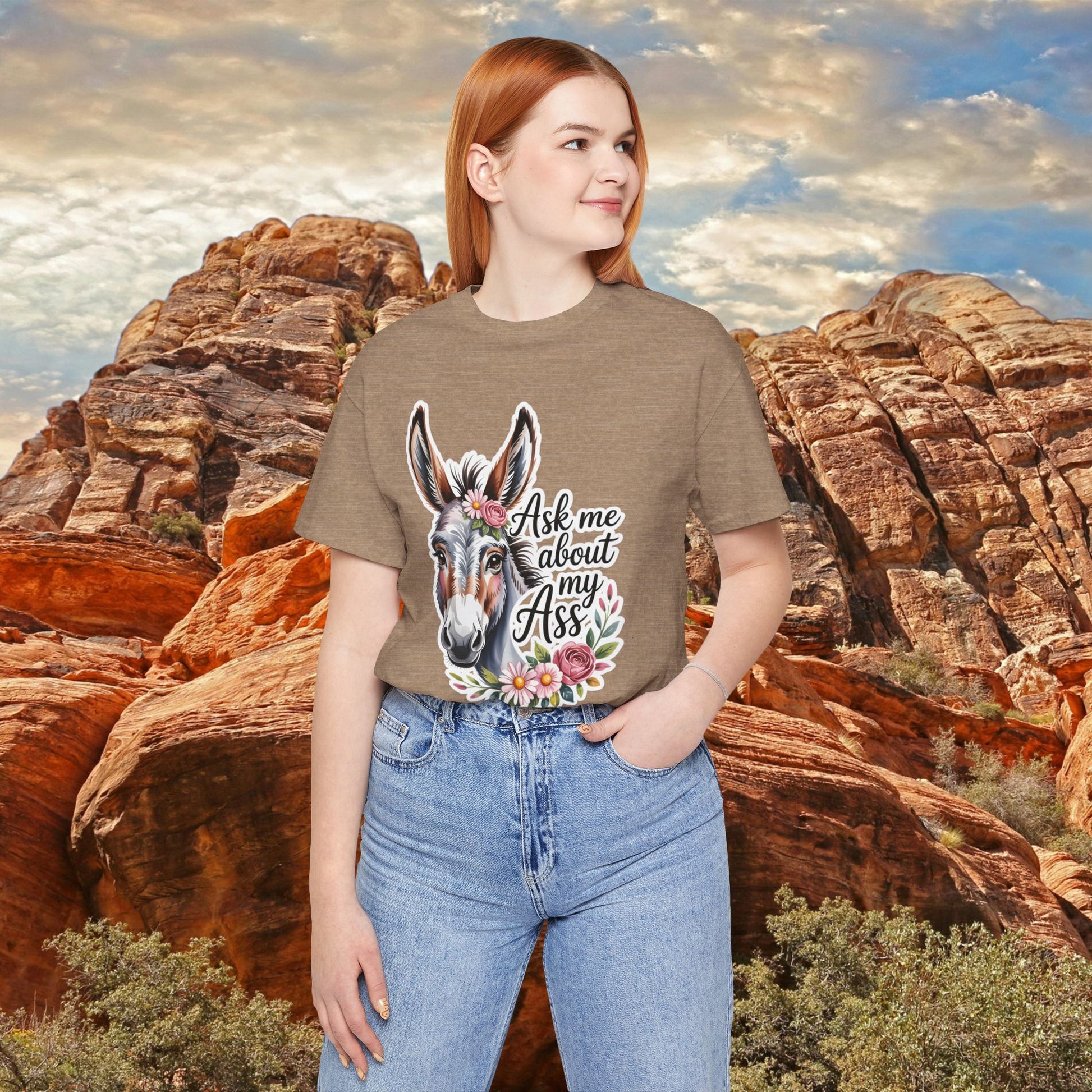 Ask Me About My Ass Floral Unisex Jersey Short Sleeve Tee