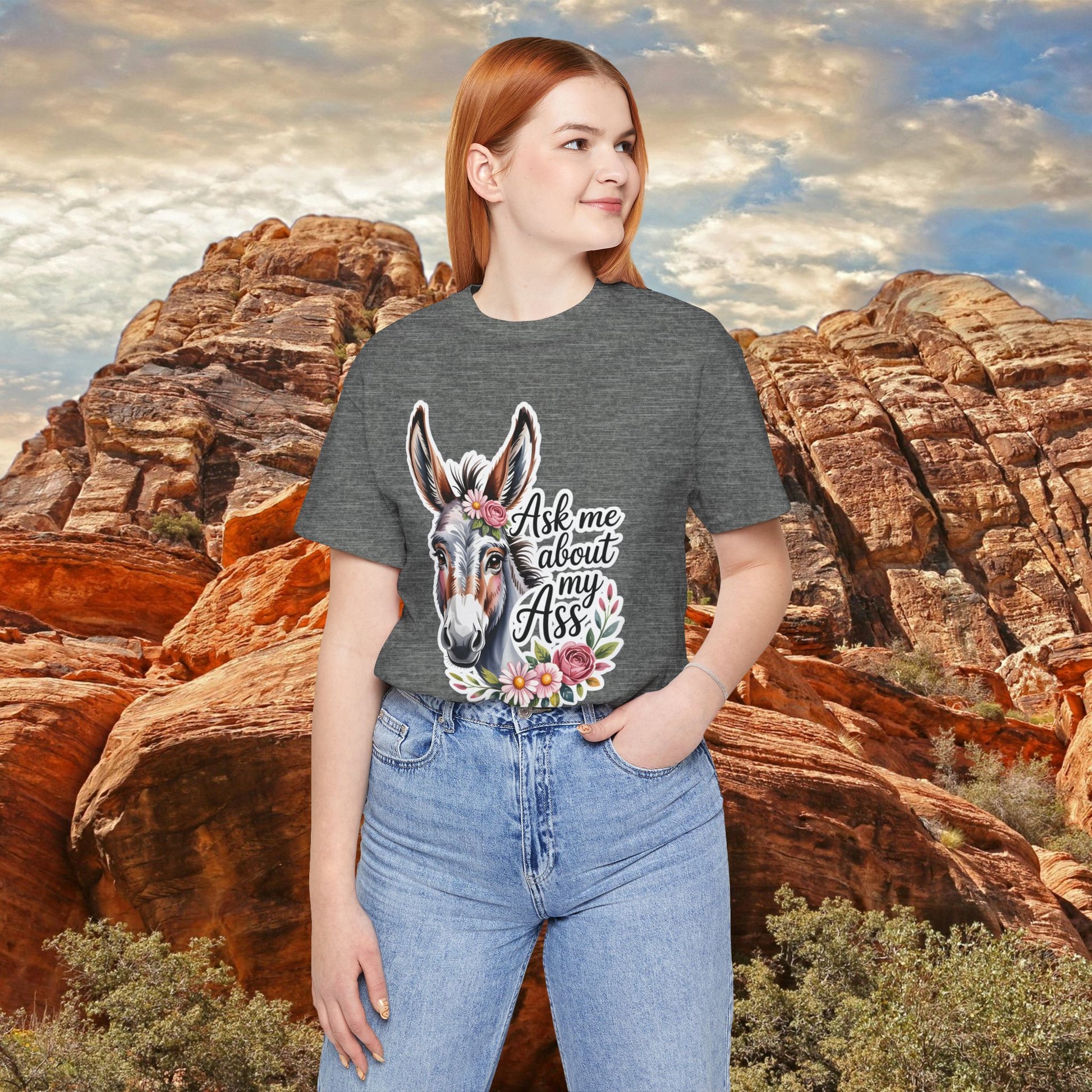 Ask Me About My Ass Floral Unisex Jersey Short Sleeve Tee
