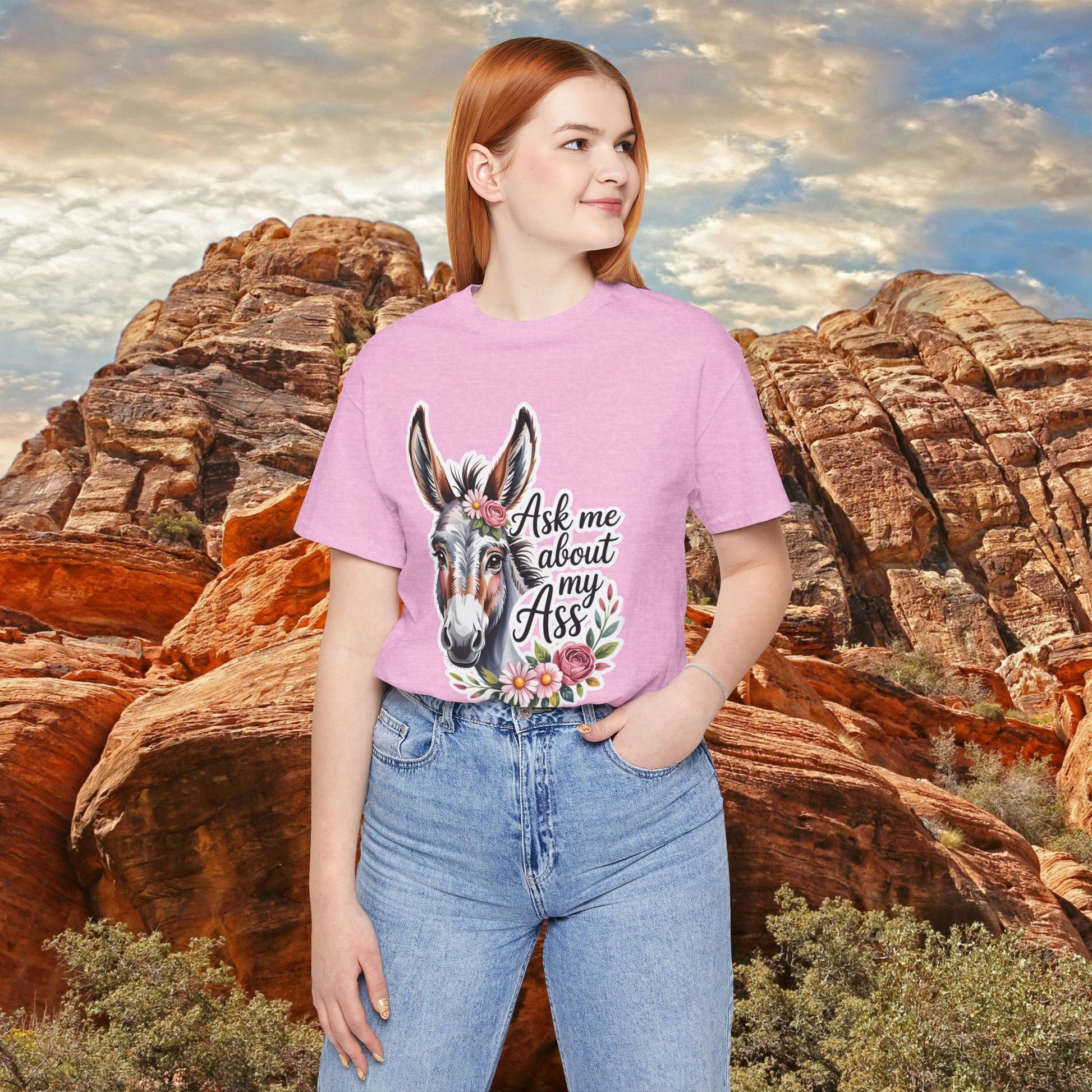 Ask Me About My Ass Floral Unisex Jersey Short Sleeve Tee