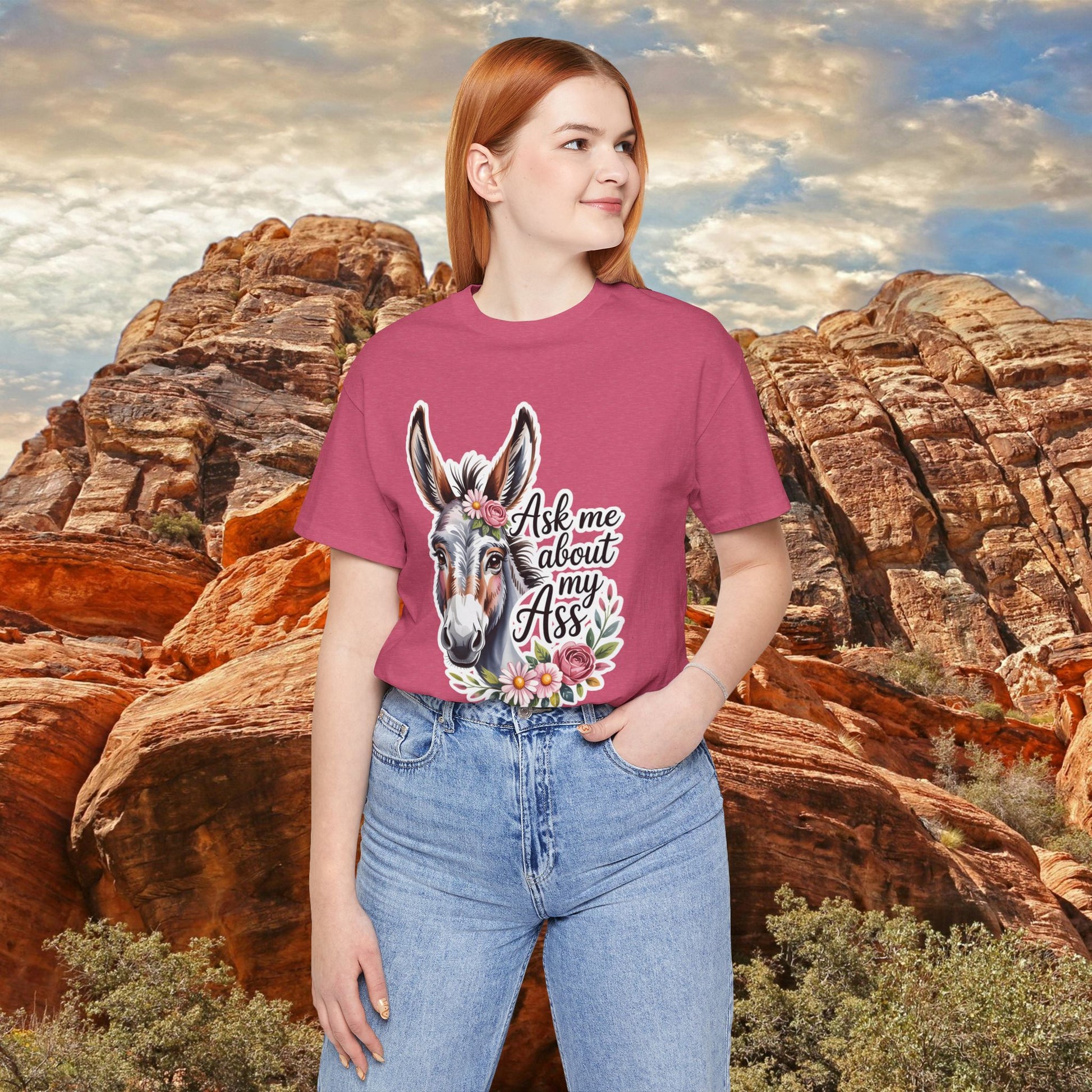 Ask Me About My Ass Floral Unisex Jersey Short Sleeve Tee