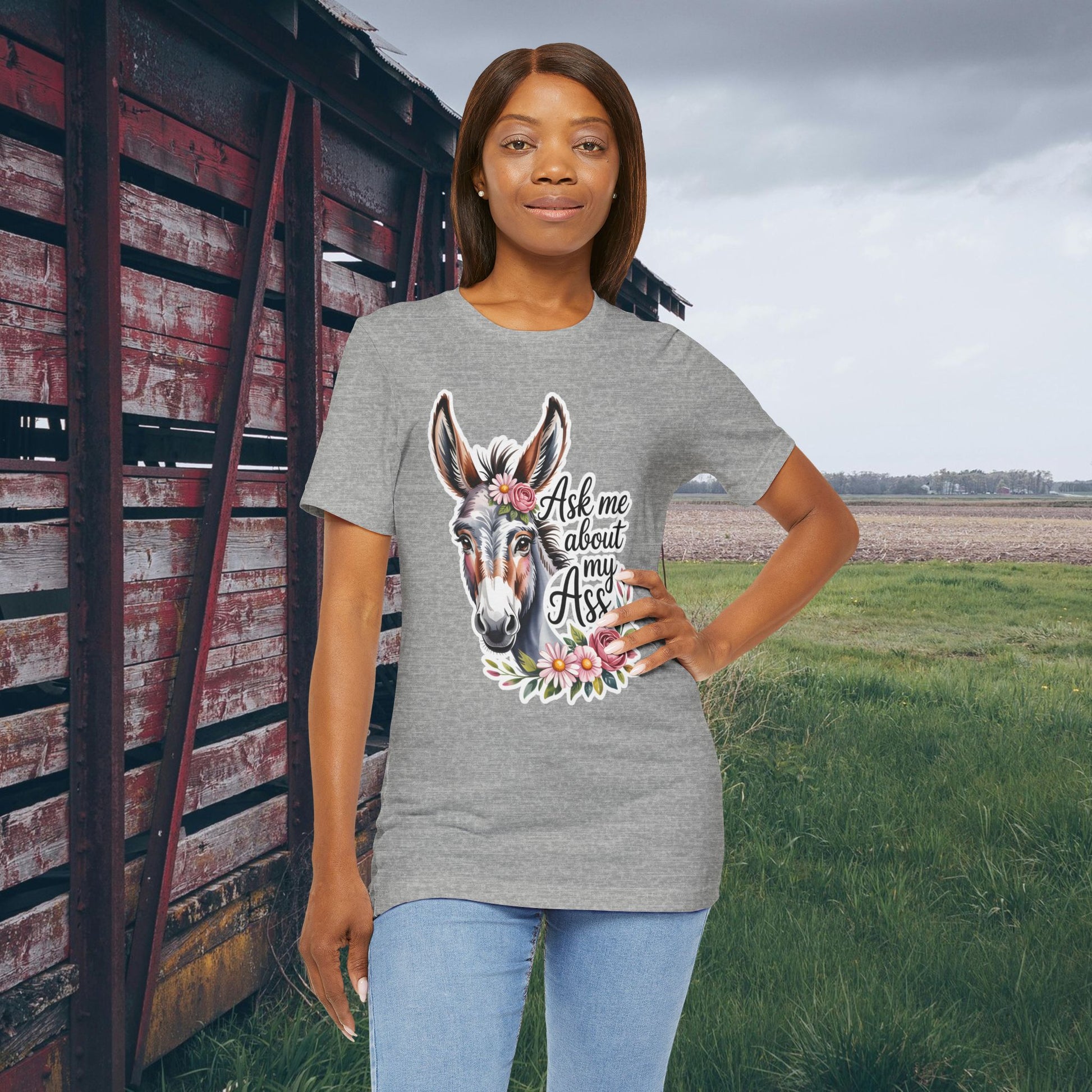 Ask Me About My Ass Floral Unisex Jersey Short Sleeve Tee