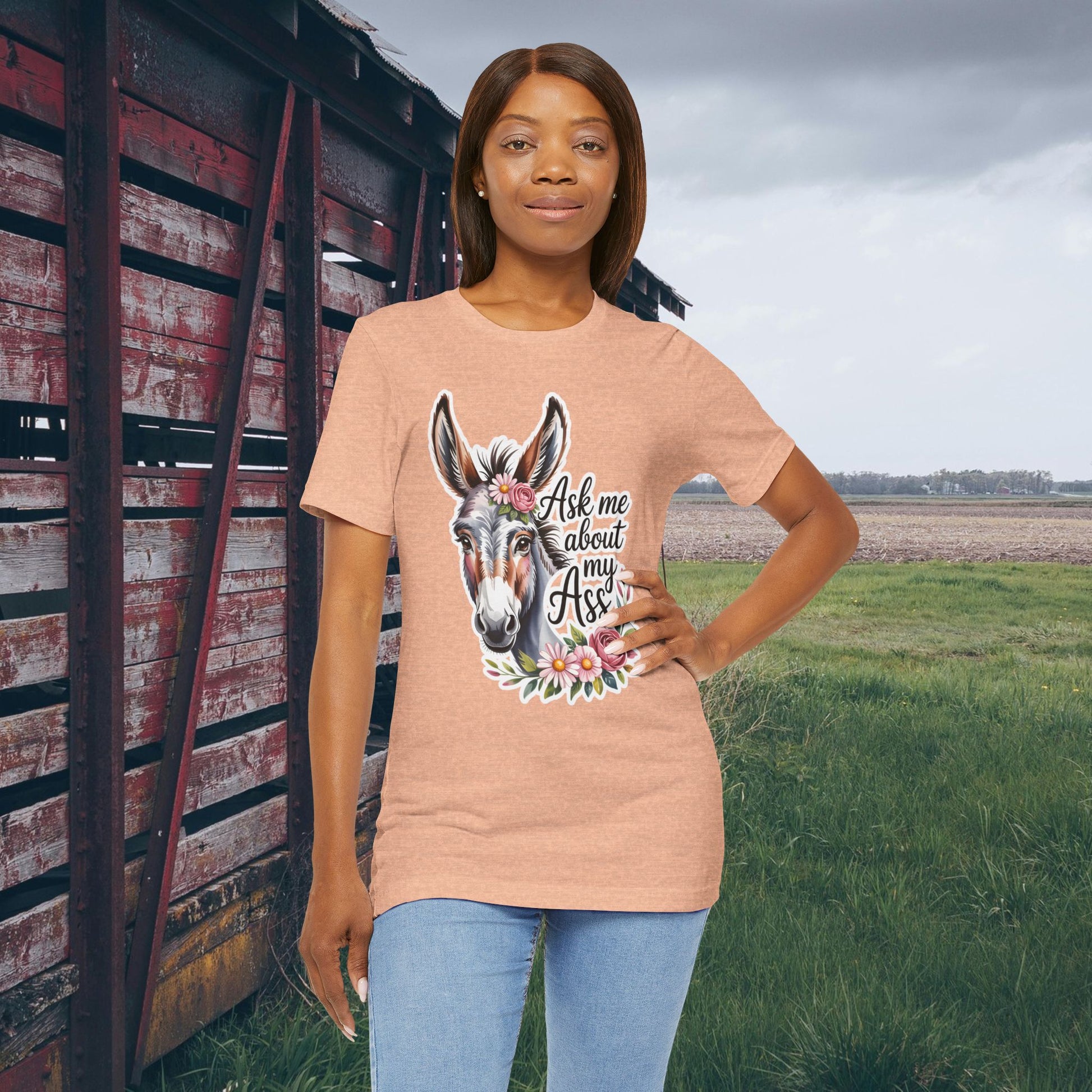 Ask Me About My Ass Floral Unisex Jersey Short Sleeve Tee