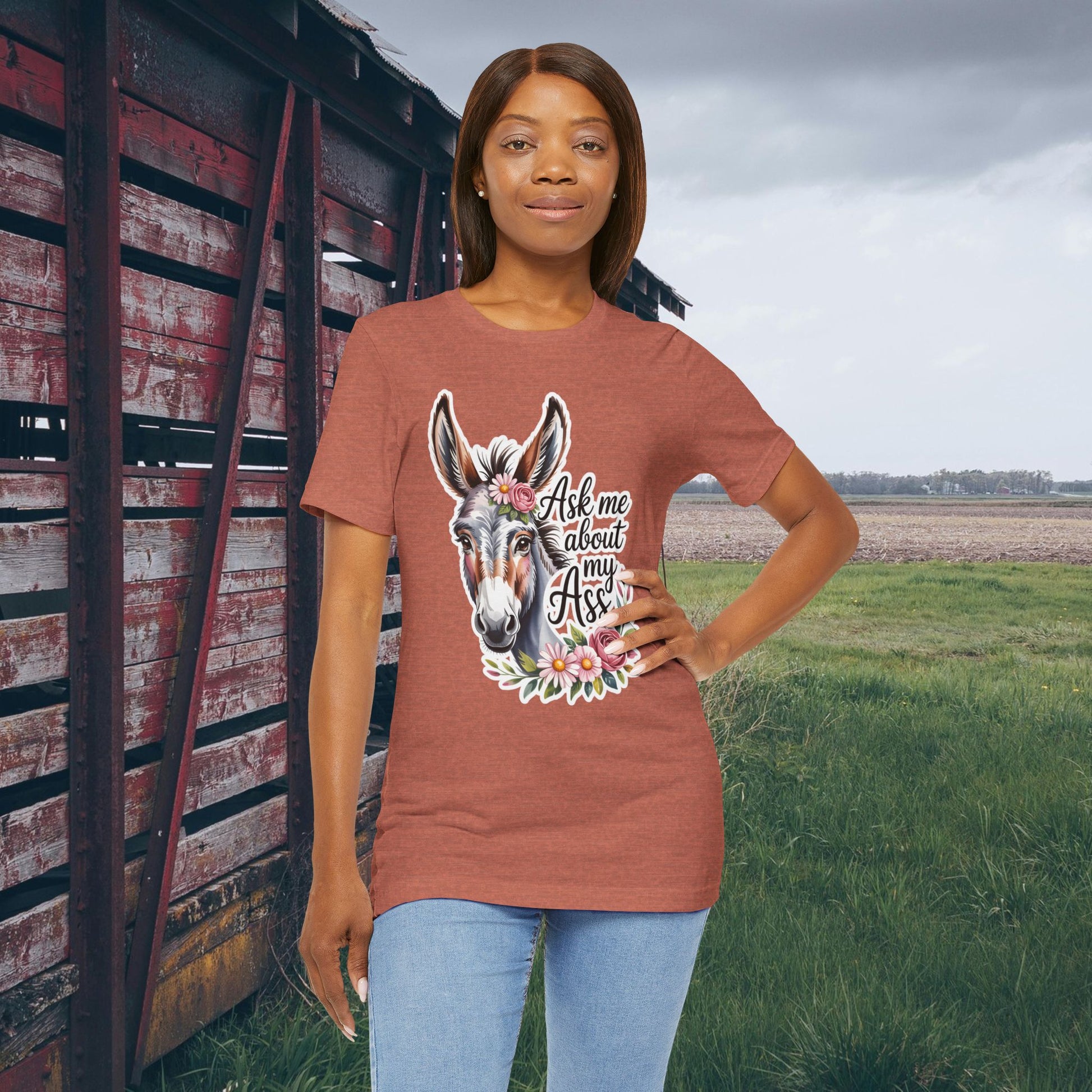 Ask Me About My Ass Floral Unisex Jersey Short Sleeve Tee