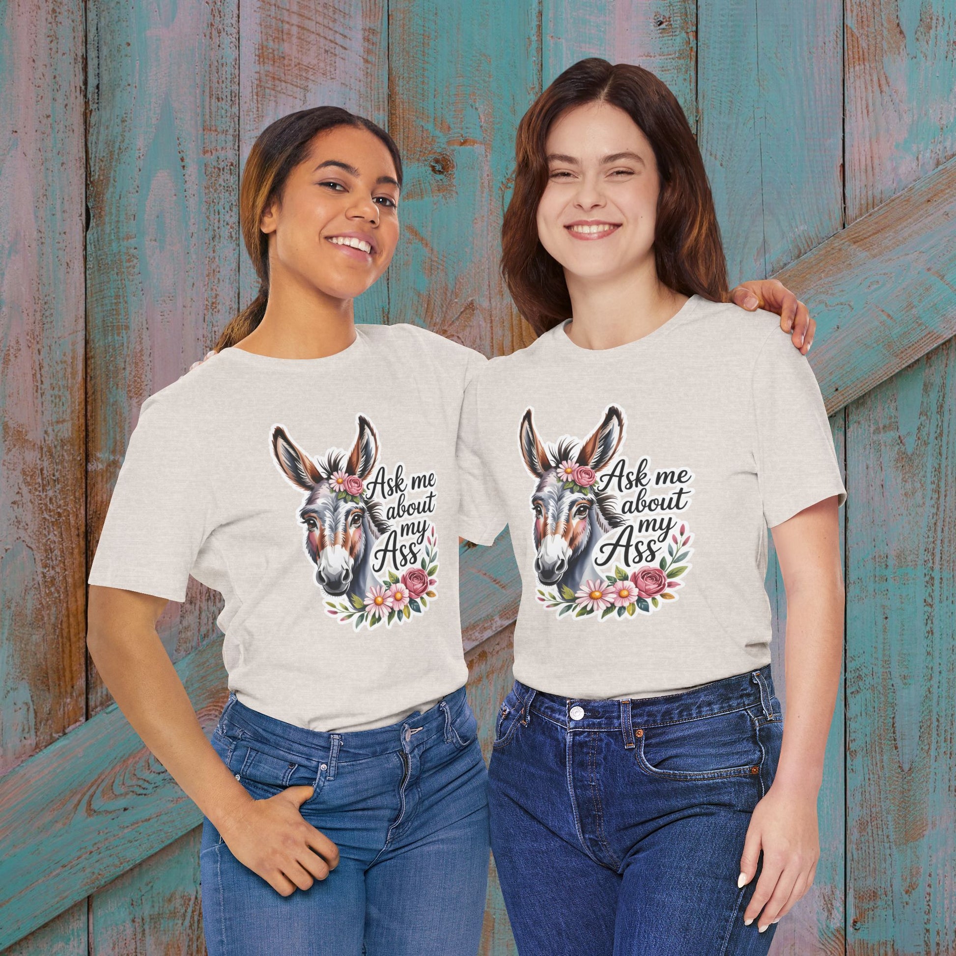 Ask Me About My Ass Floral Unisex Jersey Short Sleeve Tee