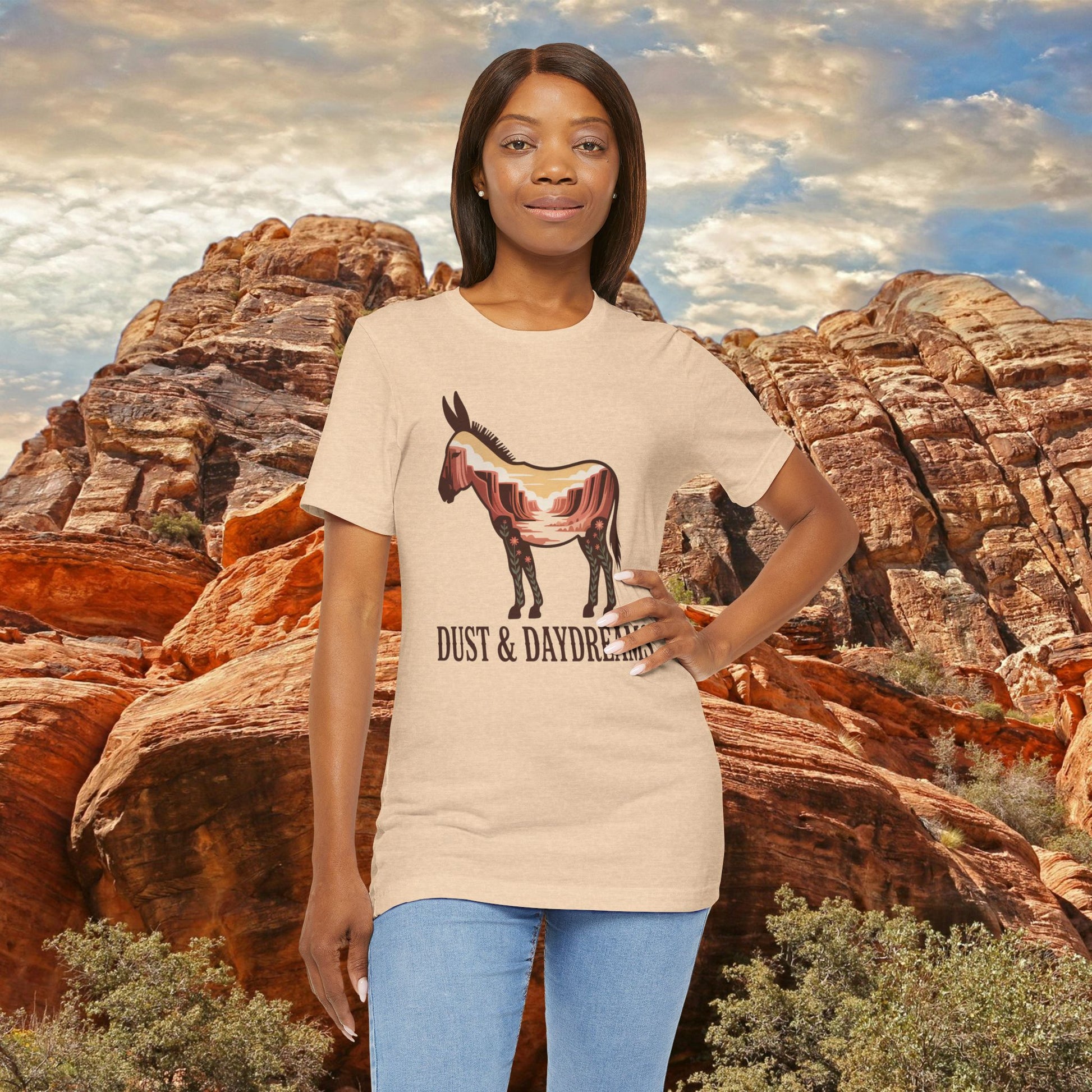 Heather Sand Dune | Dust & Daydreams — Desert Donkey Jersey T-Shirt | T-Shirt