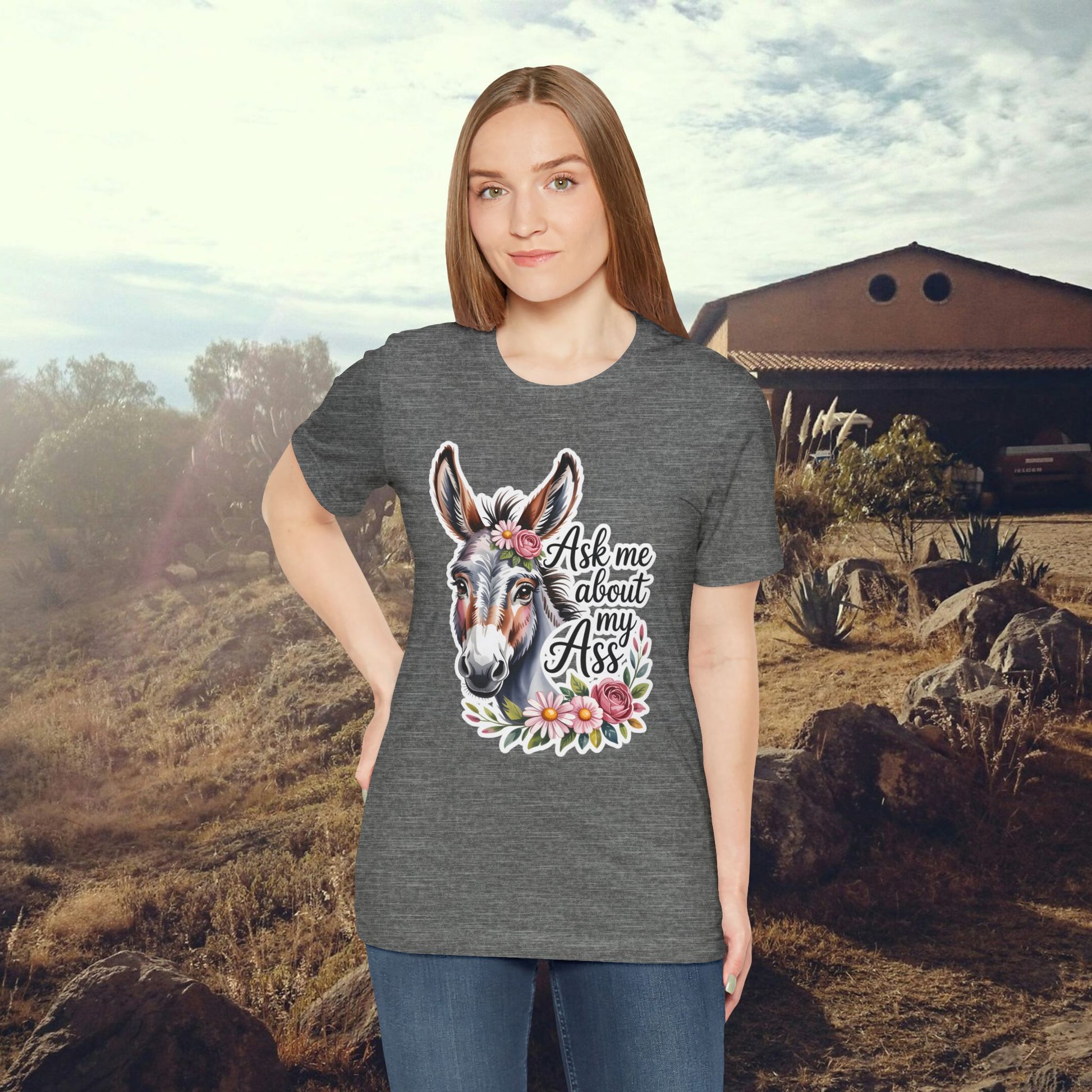 Ask Me About My Ass Floral Unisex Jersey Short Sleeve Tee