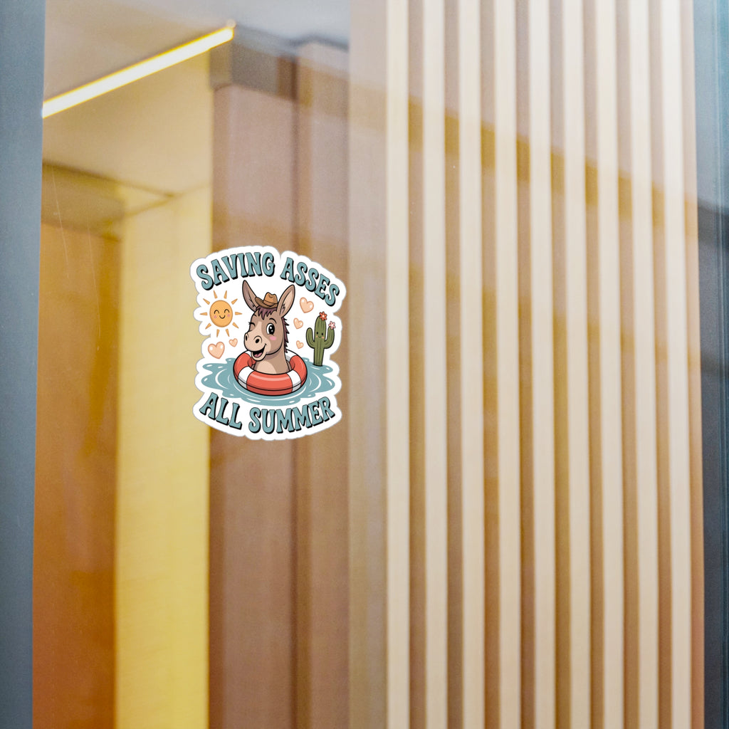 4" x 6" Kiss-Cut Satin | Saving Asses All Summer – Cowboy Donkey Rescue Sticker | Stickers