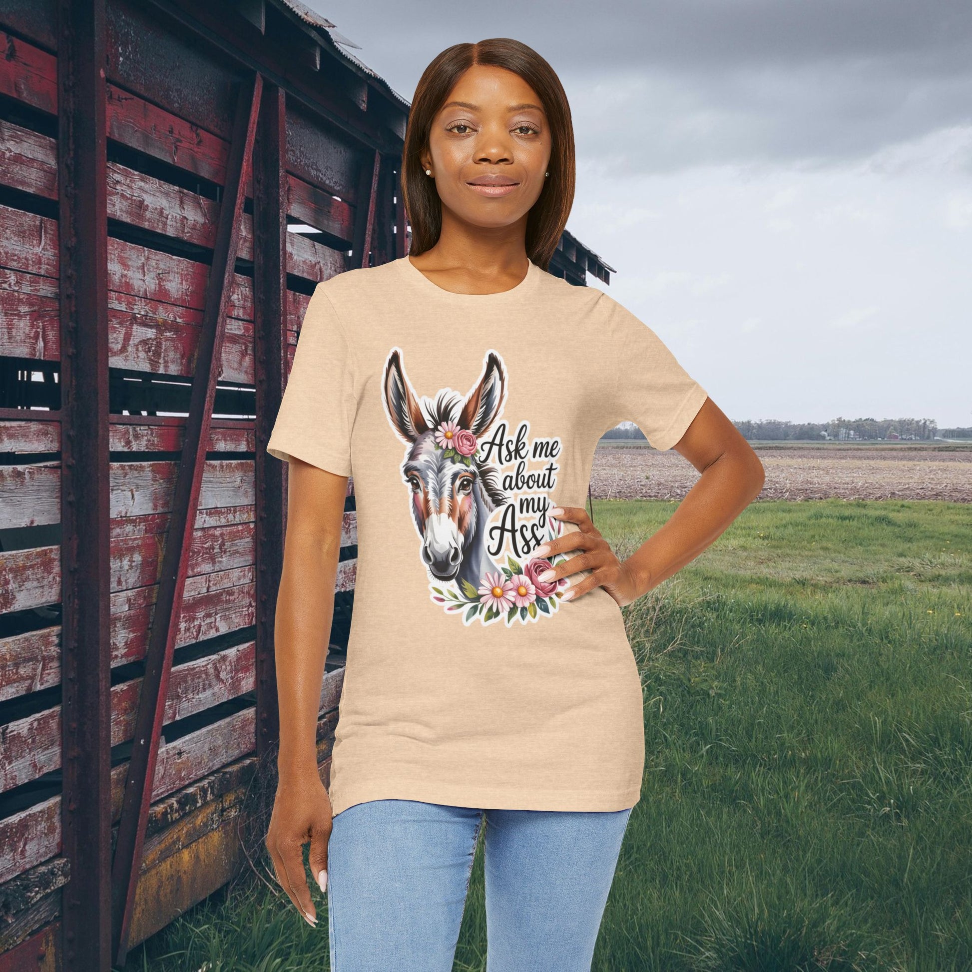 Ask Me About My Ass Floral Unisex Jersey Short Sleeve Tee