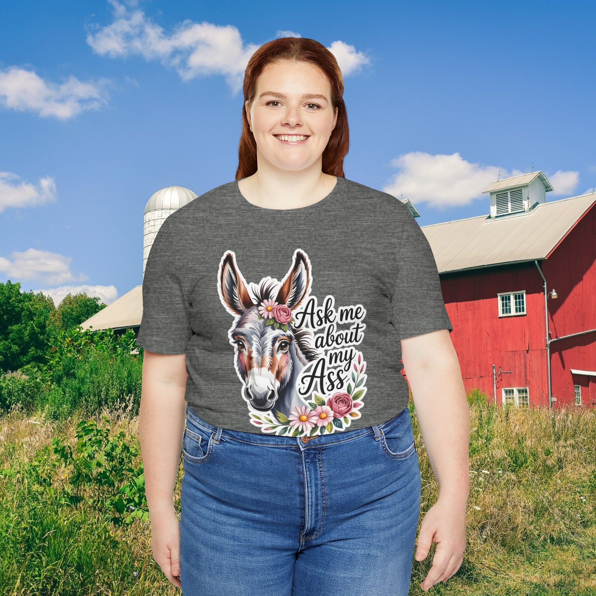 Ask Me About My Ass Floral Unisex Jersey Short Sleeve Tee