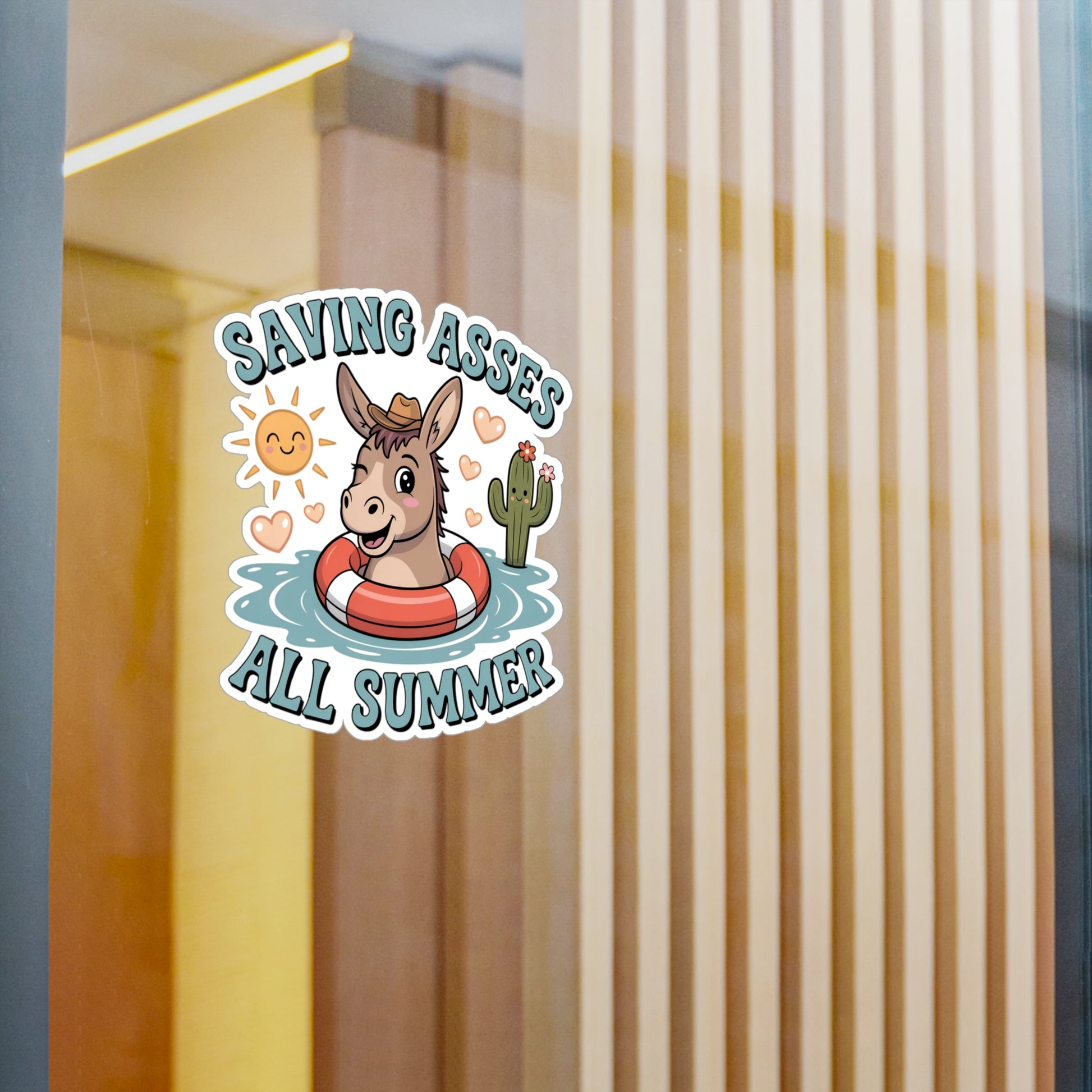 6" x 8" Kiss-Cut Satin | Saving Asses All Summer – Cowboy Donkey Rescue Sticker | Stickers