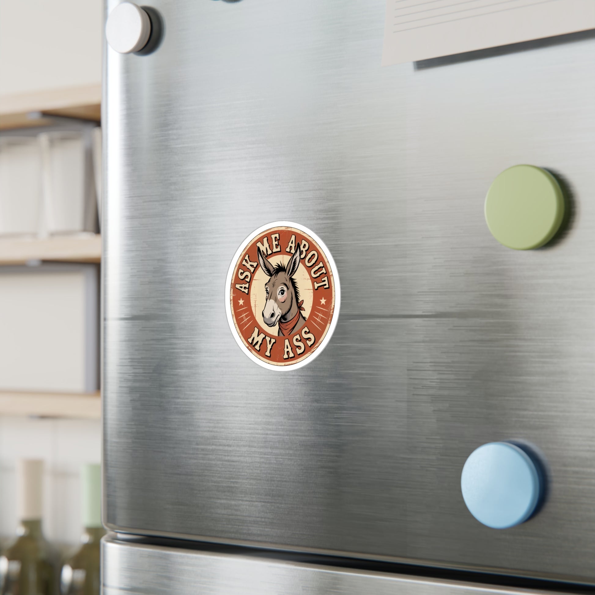 4" x 6" Kiss-Cut Satin | Ask Me About My Ass – Vintage Donkey & Mule Kiss-Cut Sticker | Stickers