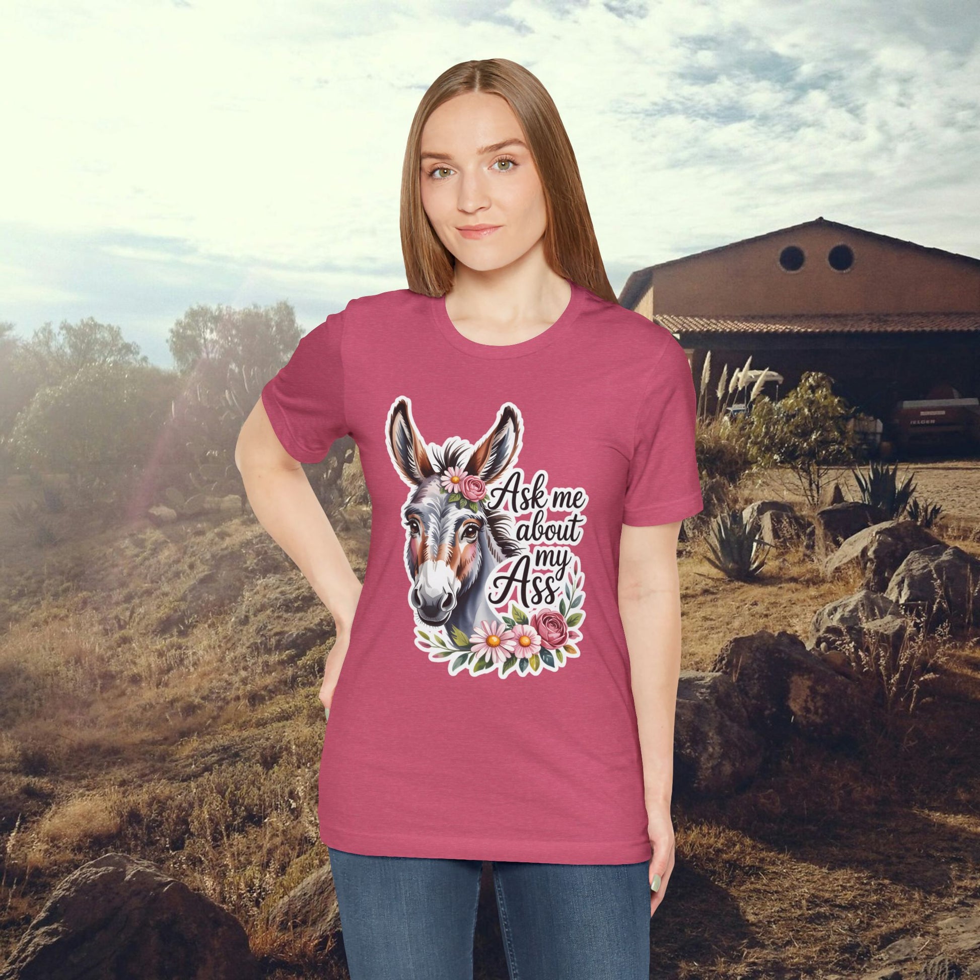 Ask Me About My Ass Floral Unisex Jersey Short Sleeve Tee