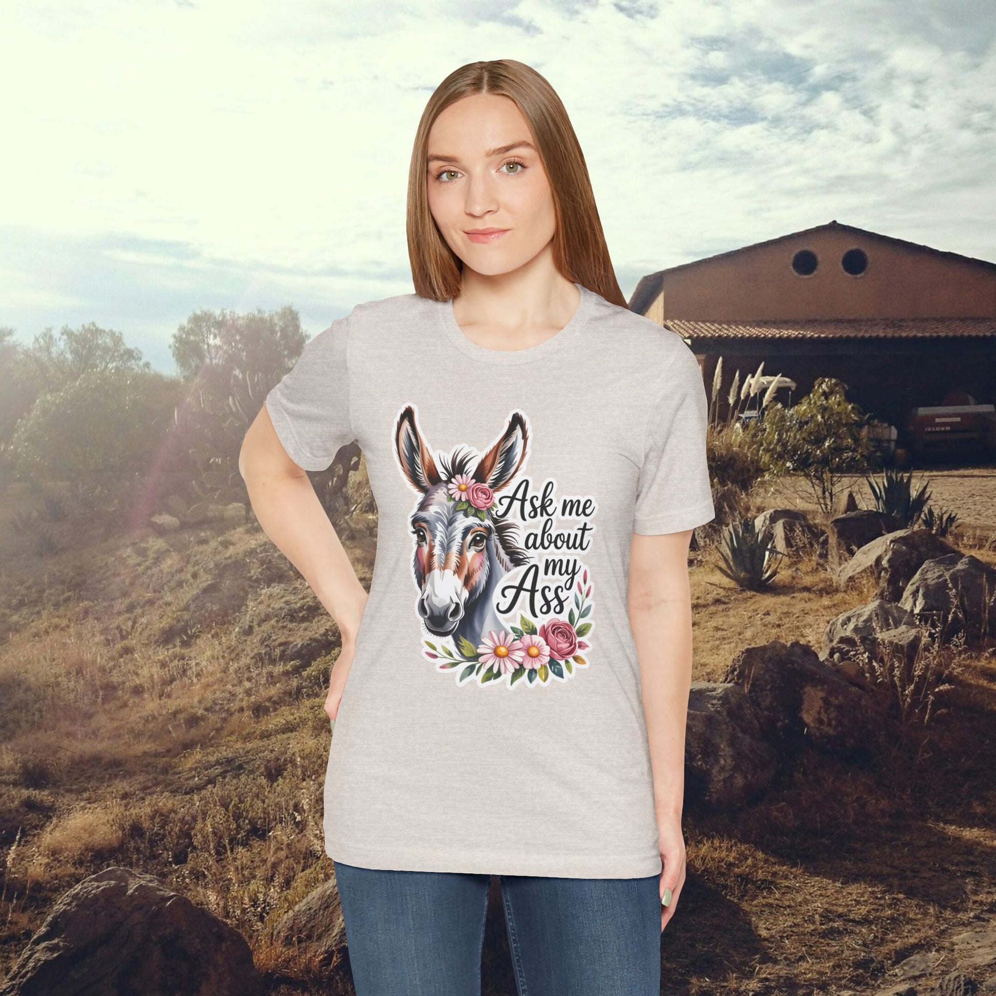 Ask Me About My Ass Floral Unisex Jersey Short Sleeve Tee