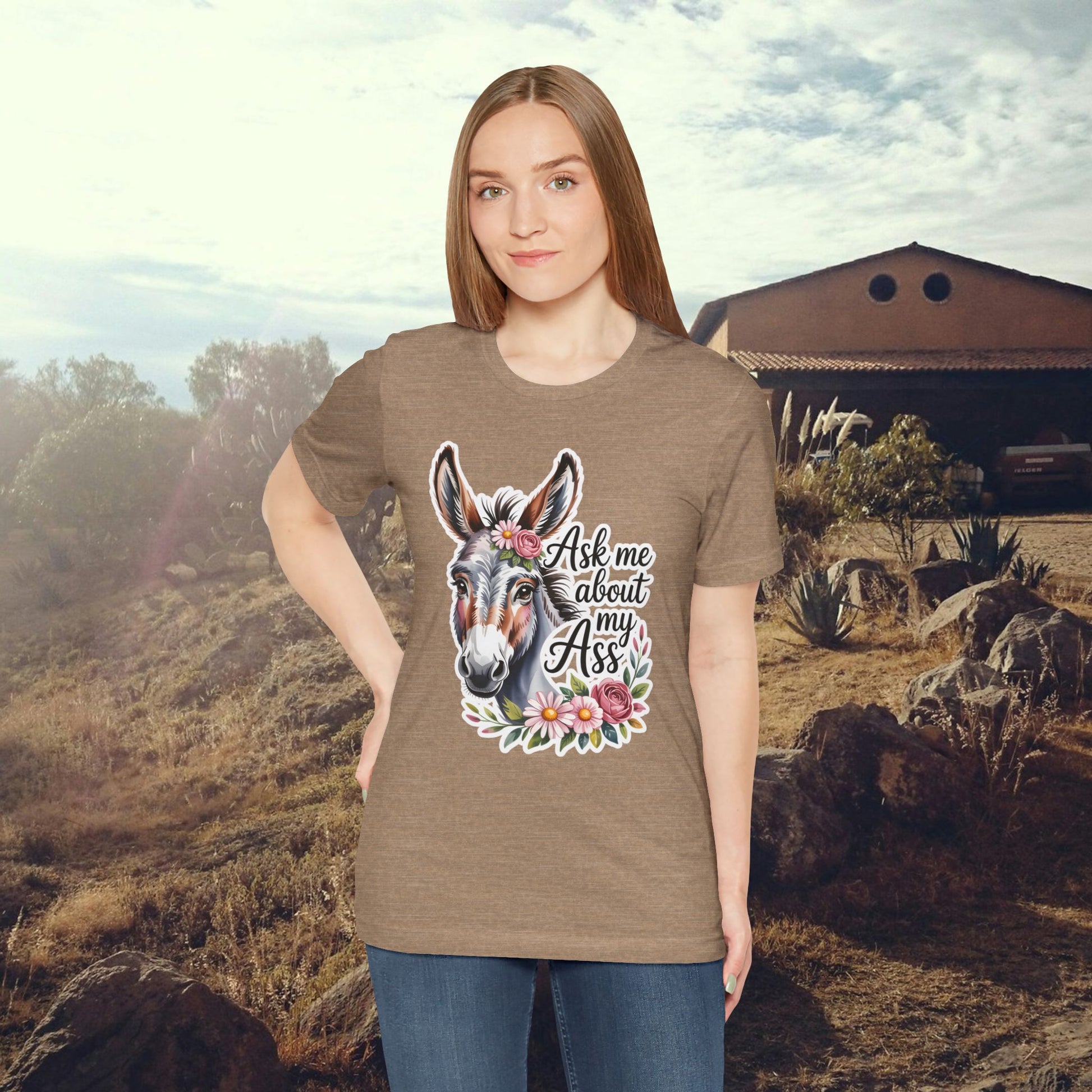 Ask Me About My Ass Floral Unisex Jersey Short Sleeve Tee