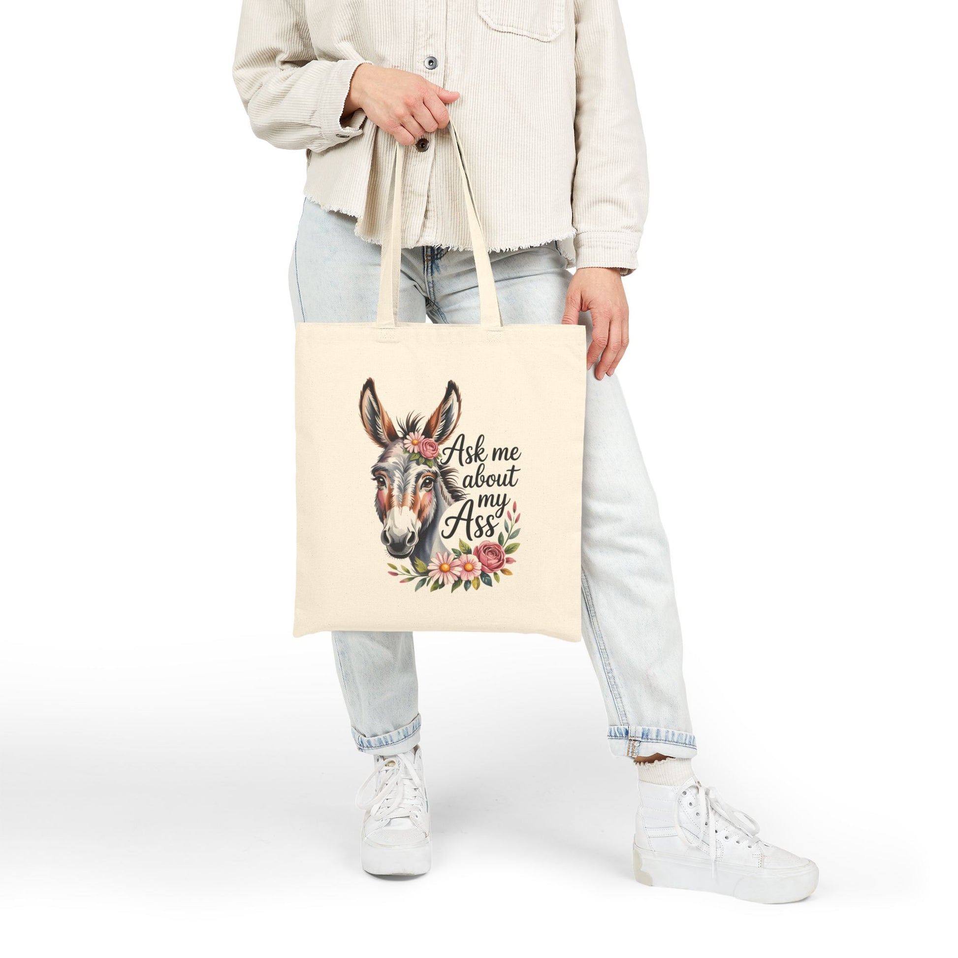 Ask Me About My Ass Floral Tote Bag