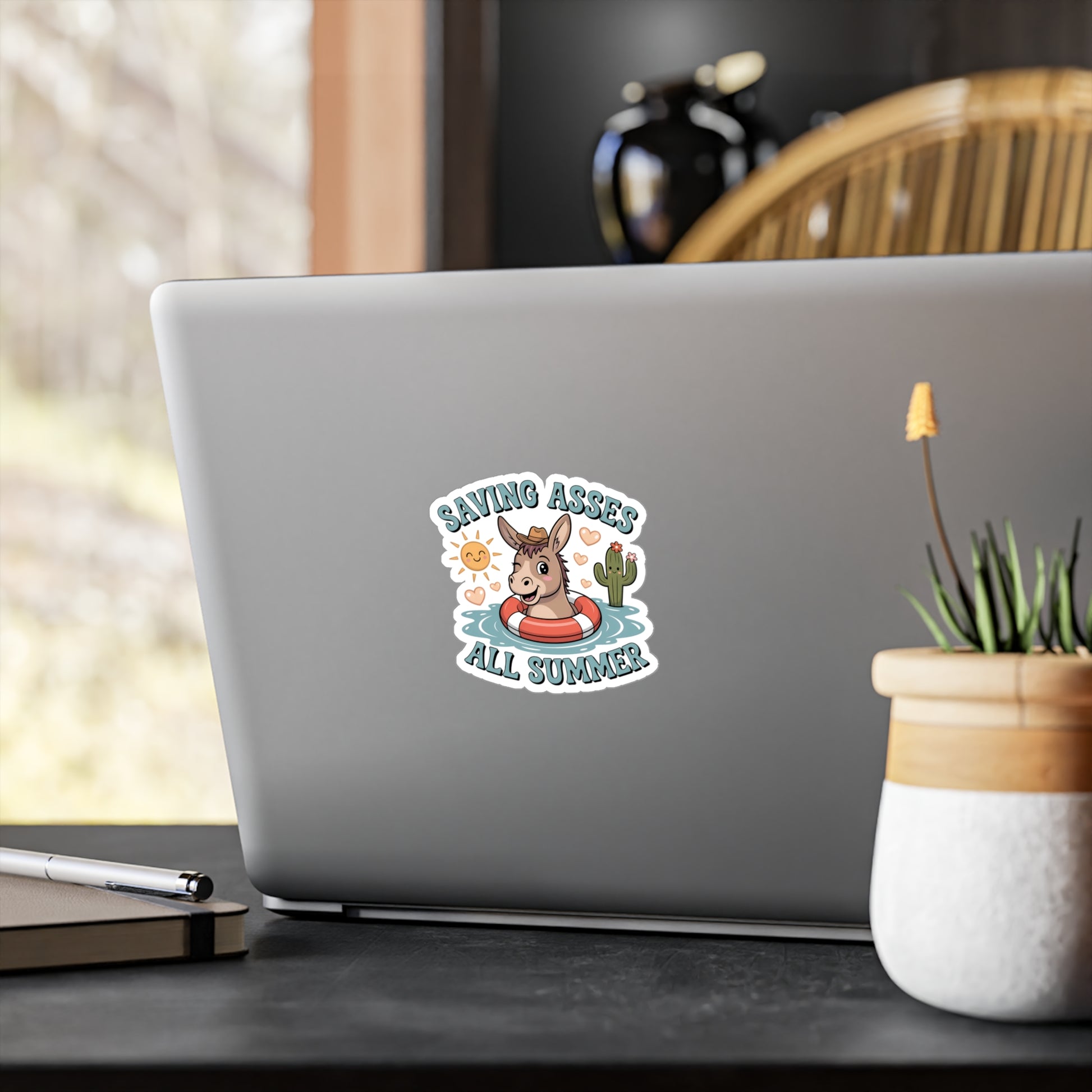4" x 6" Kiss-Cut Satin | Saving Asses All Summer – Cowboy Donkey Rescue Sticker | Stickers