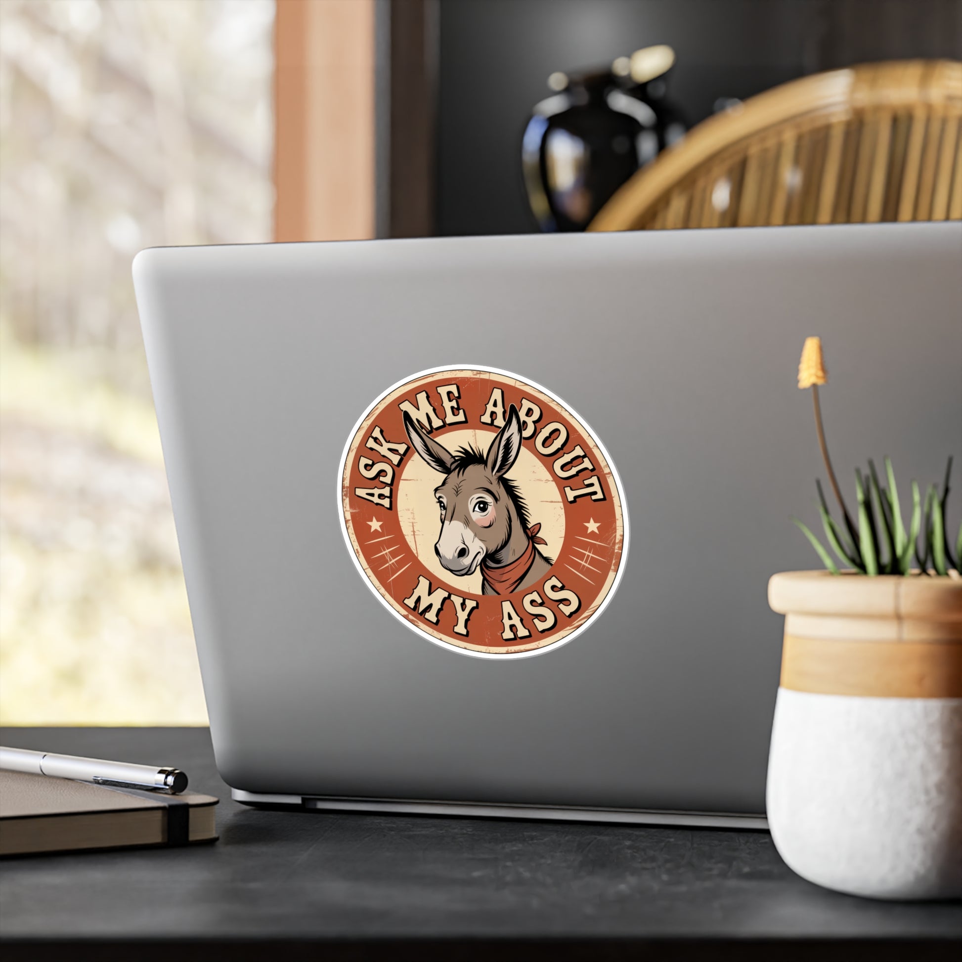 6" x 8" Kiss-Cut Satin | Ask Me About My Ass – Vintage Donkey & Mule Kiss-Cut Sticker | Stickers