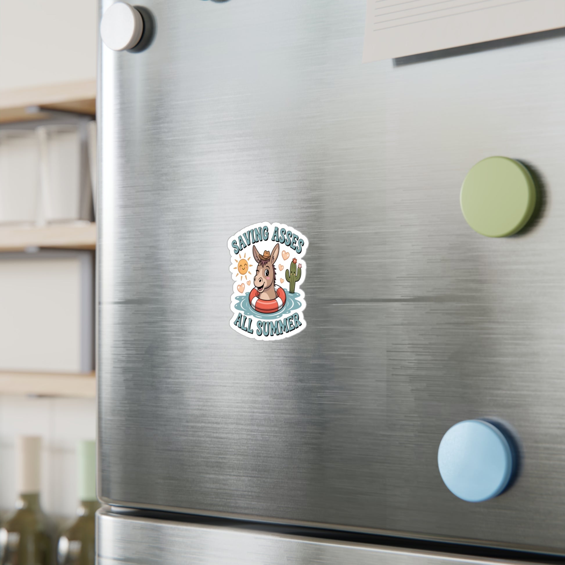 3" x 4" Kiss-Cut Satin | Saving Asses All Summer – Cowboy Donkey Rescue Sticker | Stickers