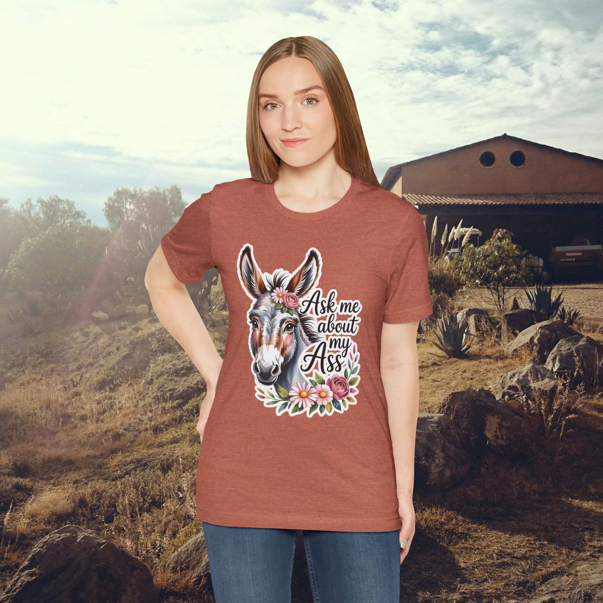Ask Me About My Ass Floral Unisex Jersey Short Sleeve Tee