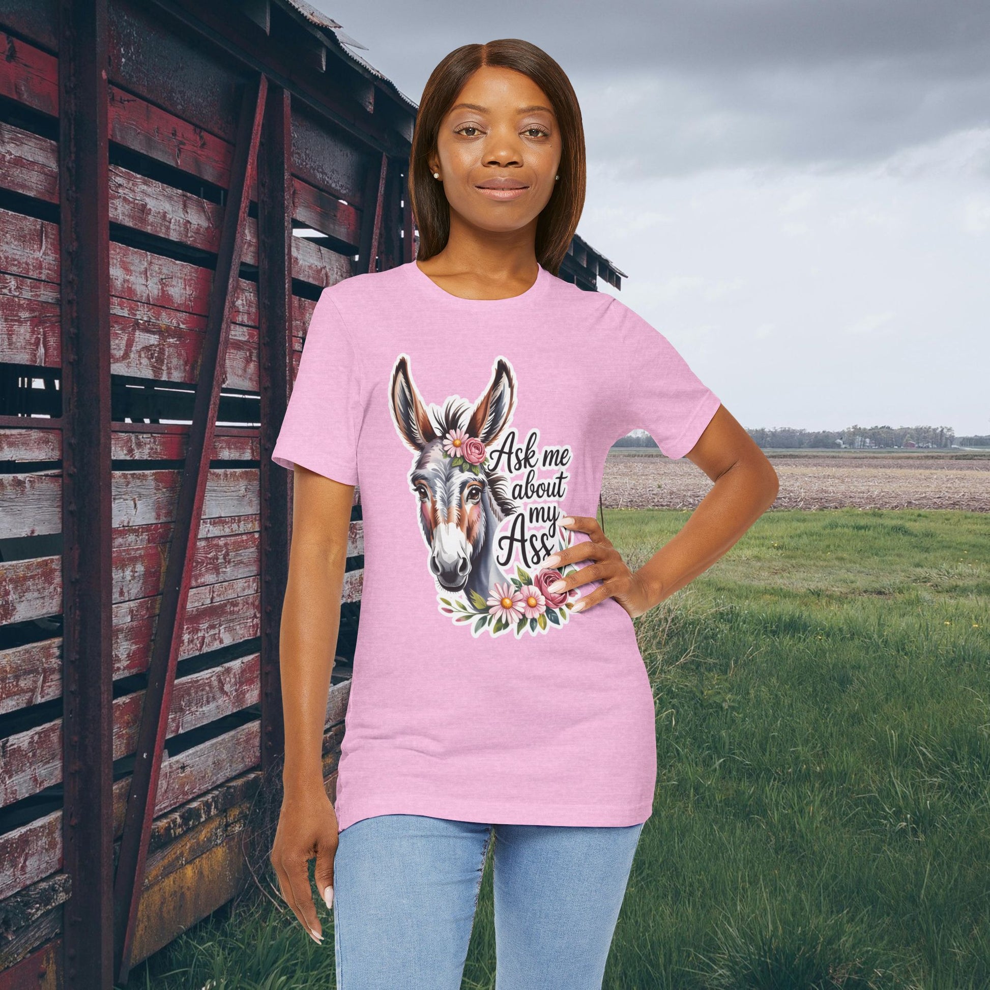 Ask Me About My Ass Floral Unisex Jersey Short Sleeve Tee
