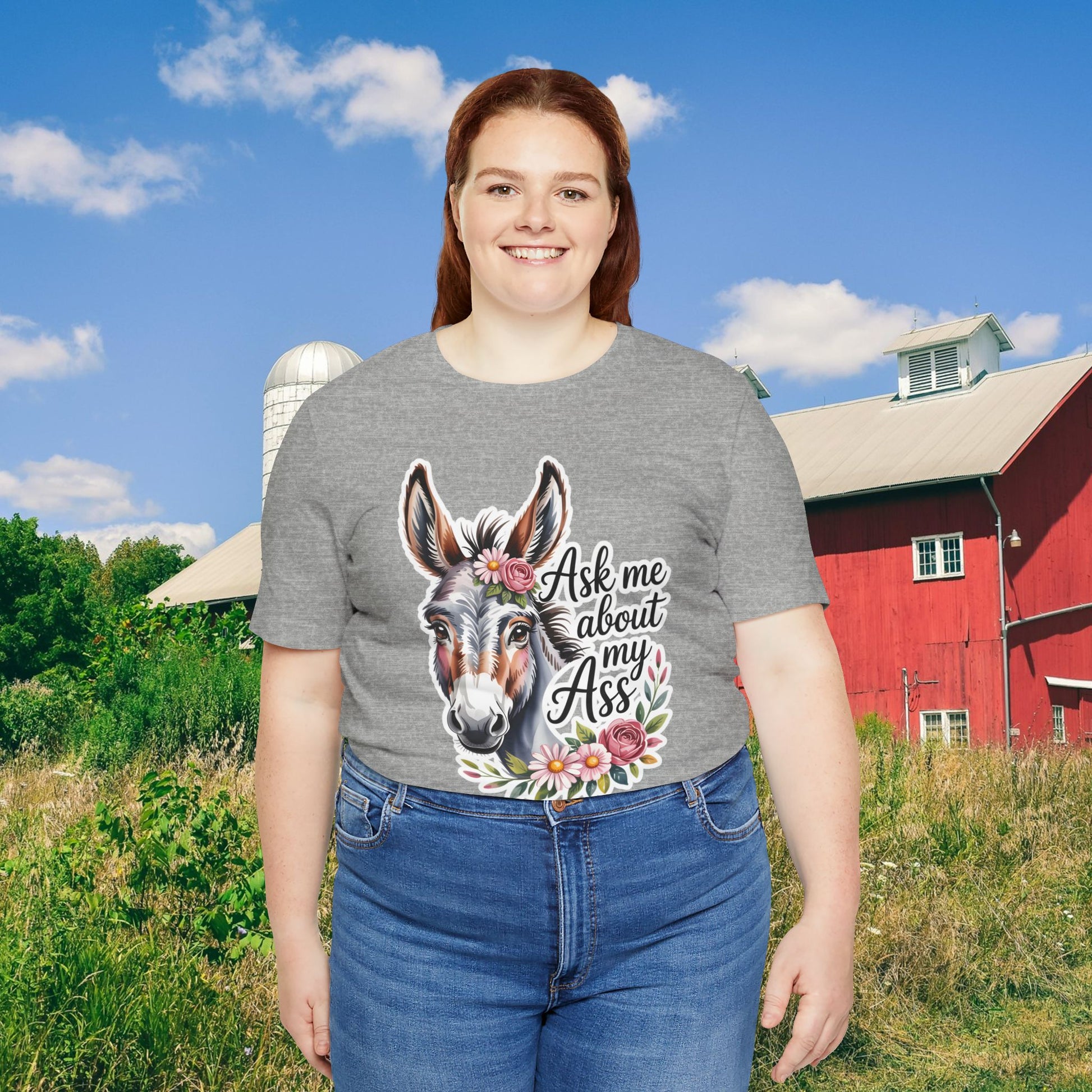 Ask Me About My Ass Floral Unisex Jersey Short Sleeve Tee