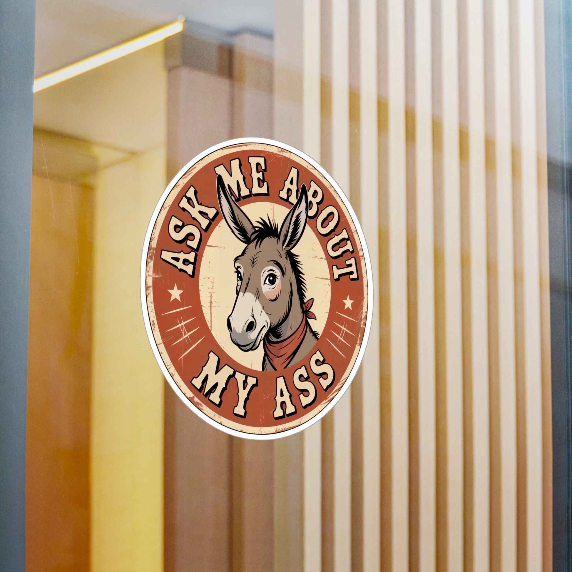 8" x 10" Kiss-Cut Satin | Ask Me About My Ass – Vintage Donkey & Mule Kiss-Cut Sticker | Stickers