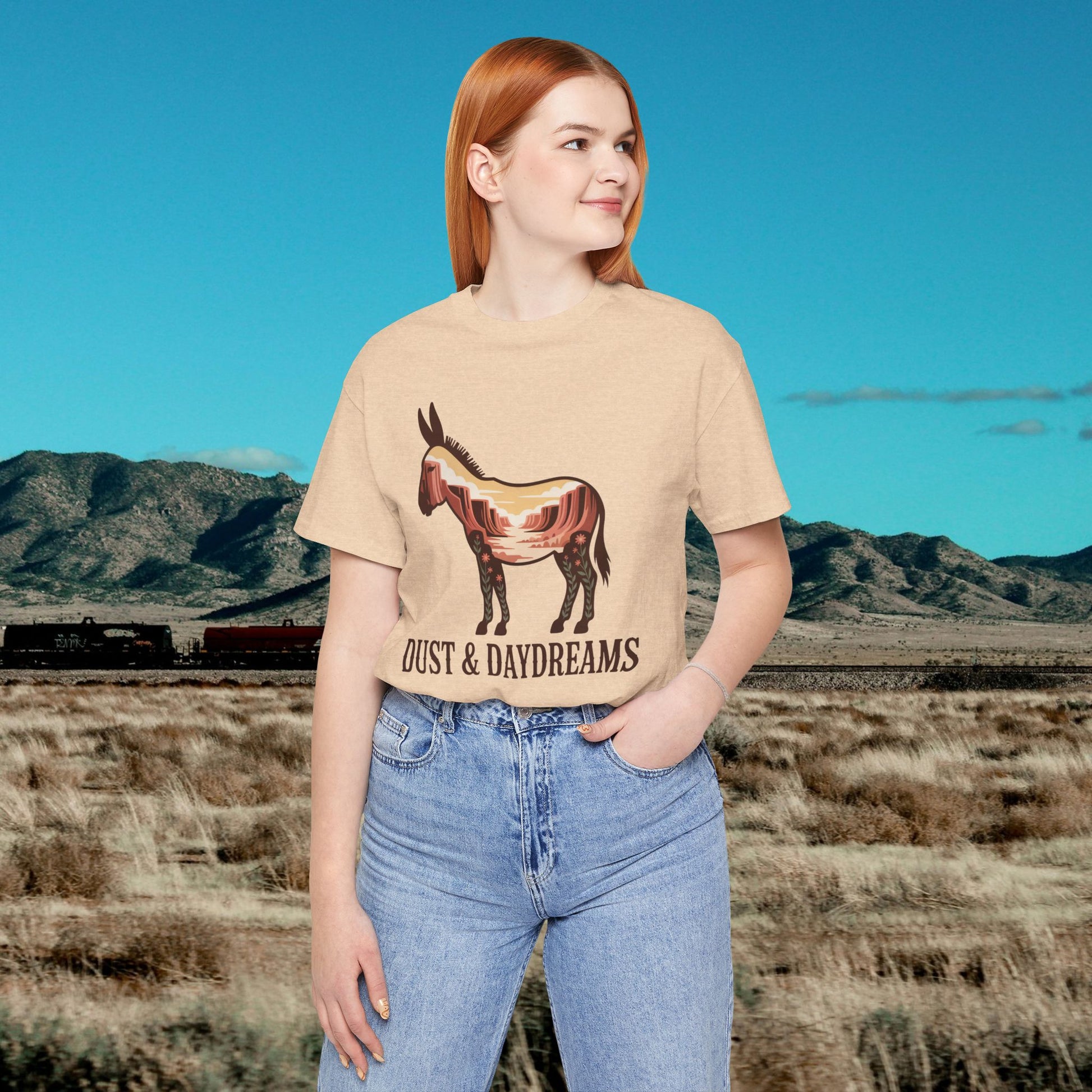 Heather Sand Dune | Dust & Daydreams — Desert Donkey Jersey T-Shirt | T-Shirt
